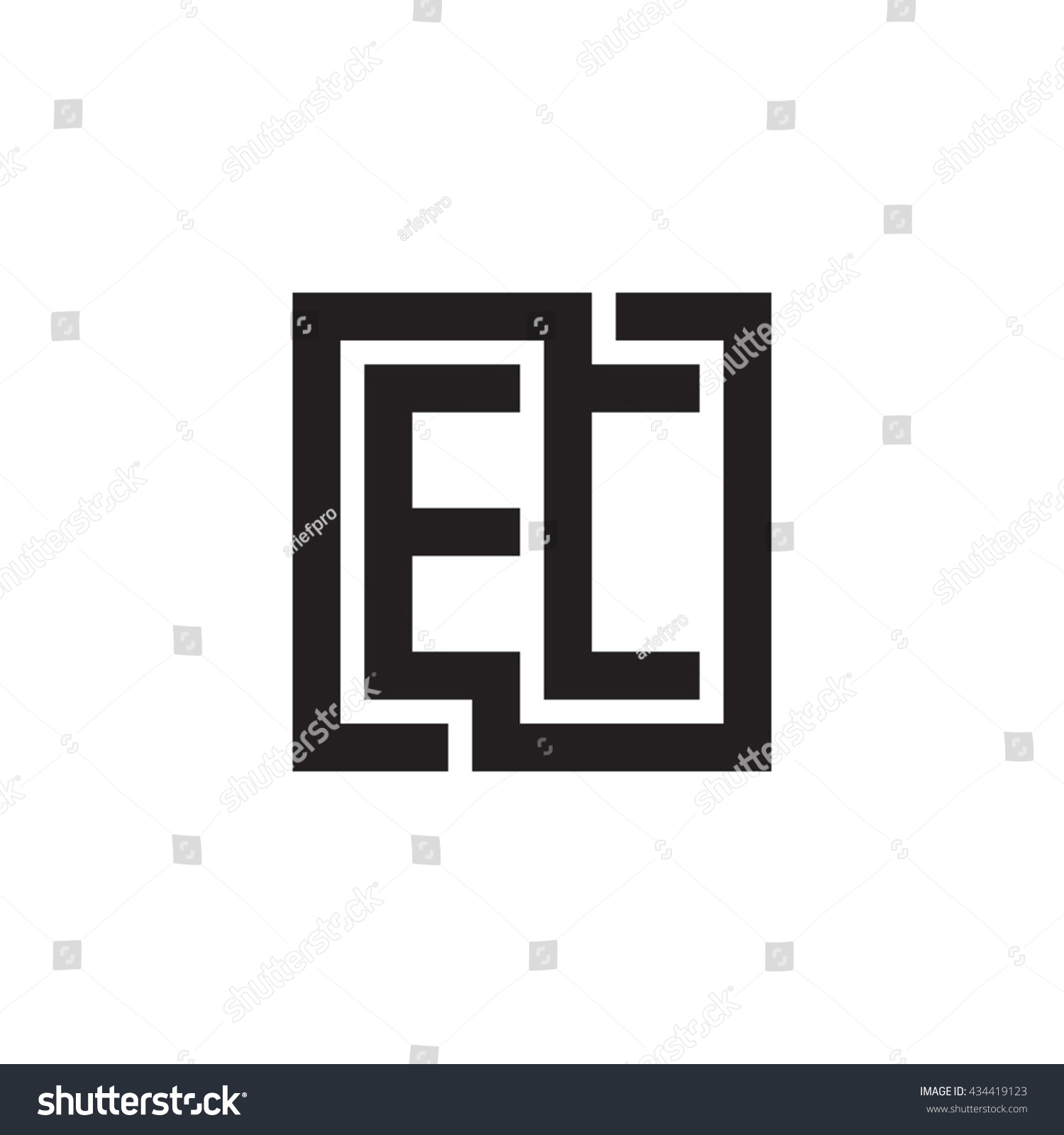 Ec Initial Letters Looping Linked Square Stock Vector 434419123 ...