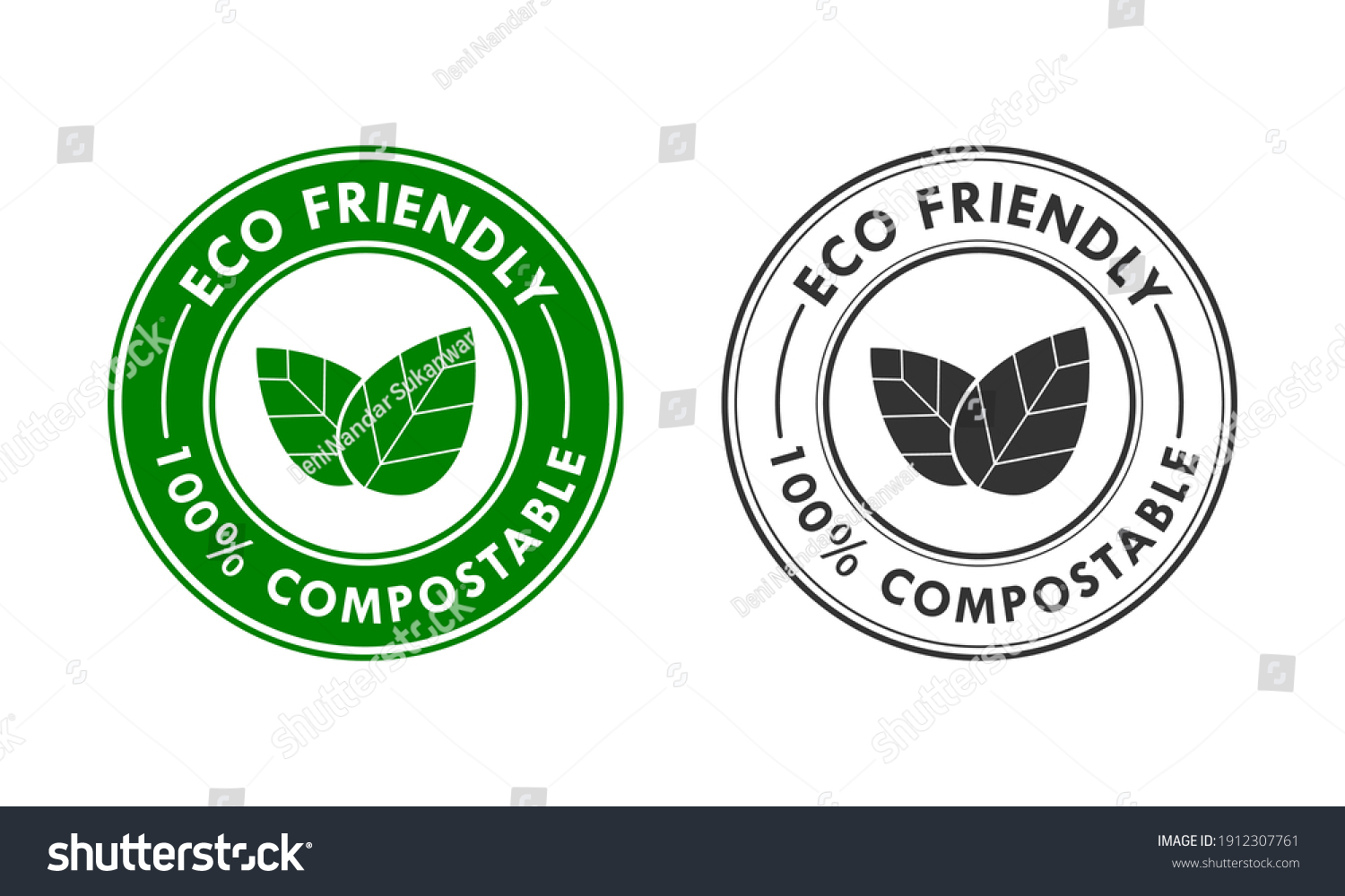 SVG of Eco friendly - 100% compostable logo template illustration svg