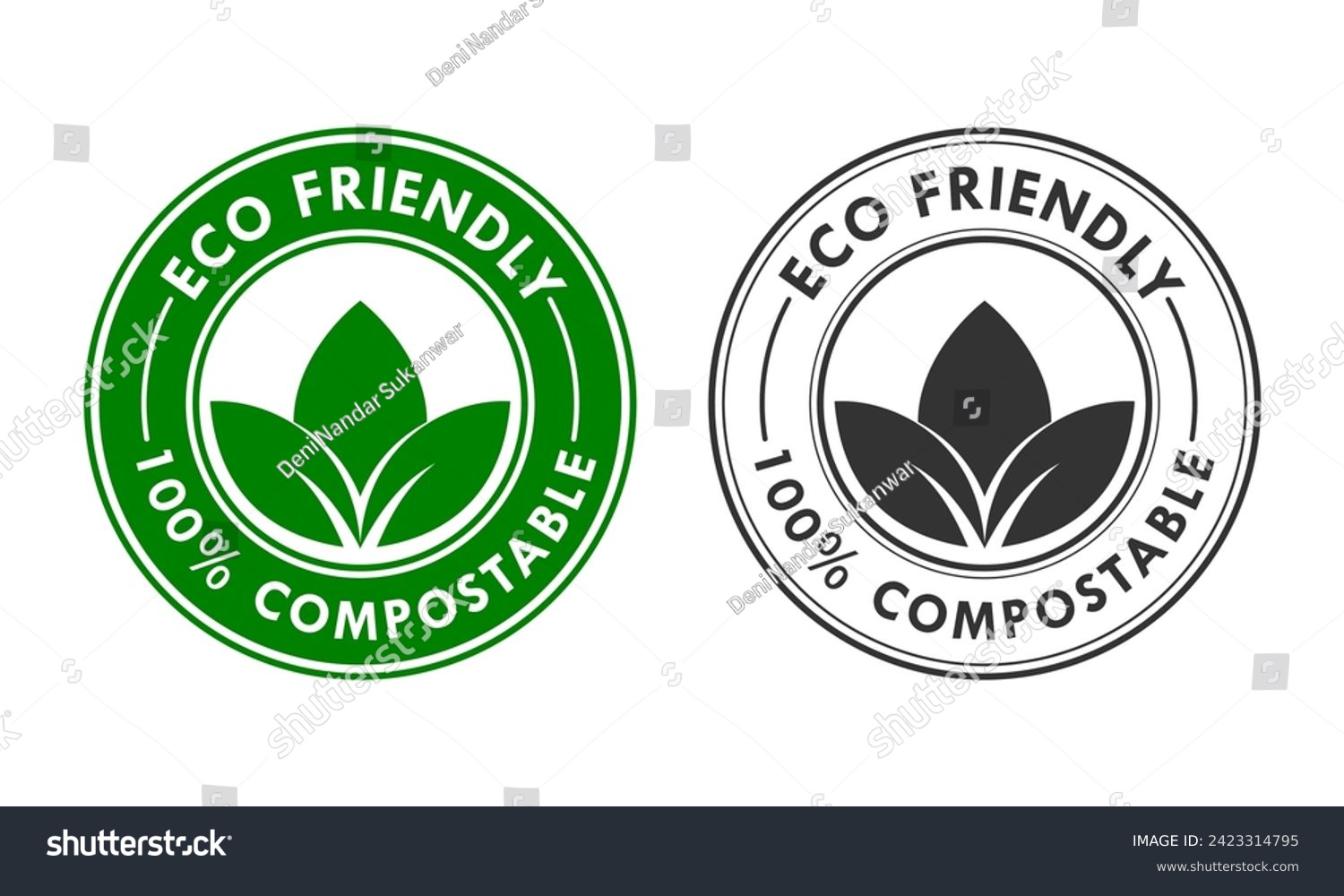 SVG of Eco friendly - 100% compostable logo template illustration svg