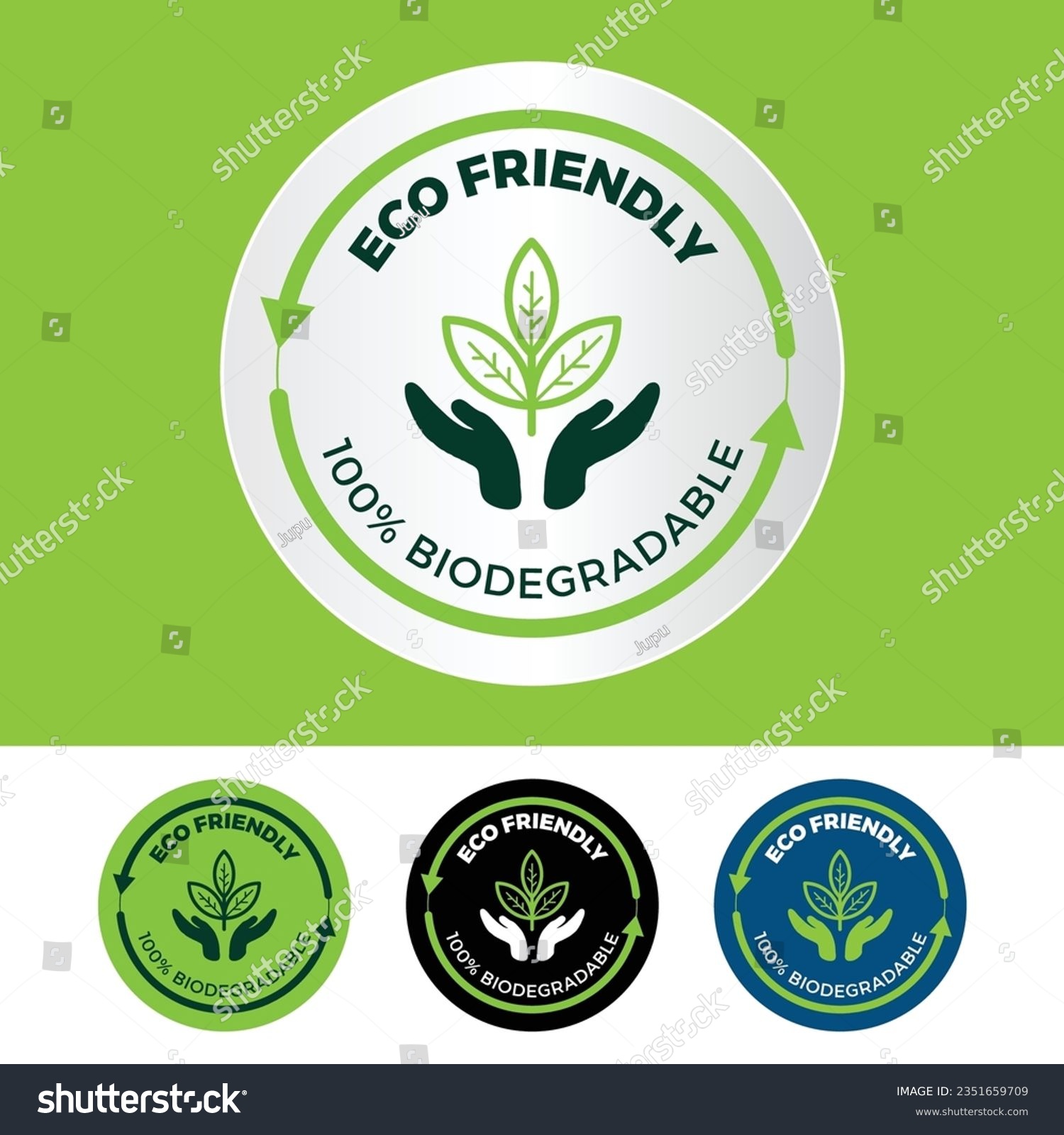 SVG of Eco Friendly Icon, 100% Biodegradeable, 100% Compostable, Eco Icon, pictogram, Symbol, sign, log, badge, emble, isolated graphic vector, flat illustration, Icon For packaing, environment friendly.  svg