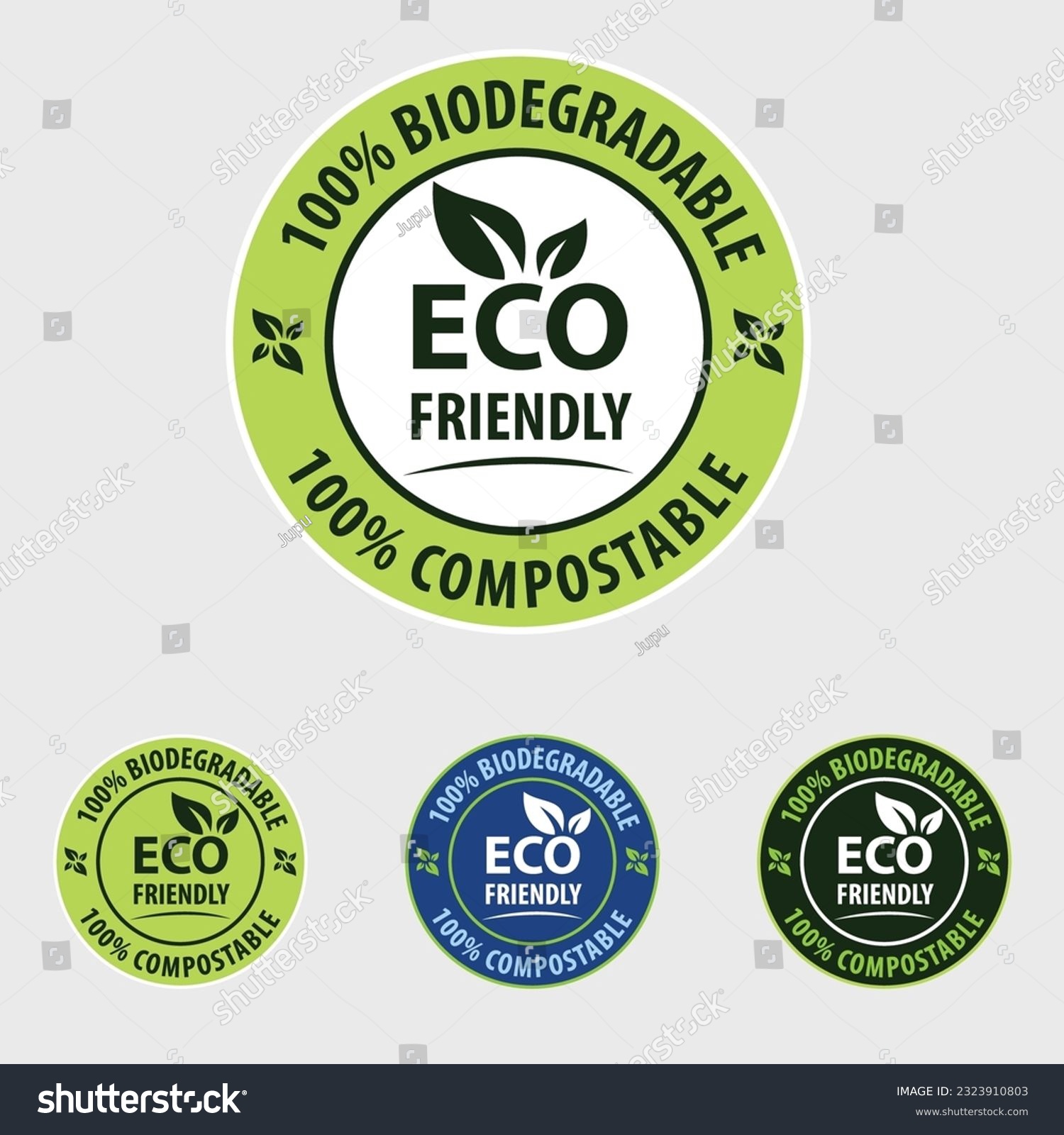 SVG of Eco Friendly Icon, 100% Biodegradeable, 100% Compostable, Eco Icon, pictogram, Symbol, sign, logo, badge, emble, isolated graphic vector, flat illustration, Icon For packaing, environment friendly.  svg