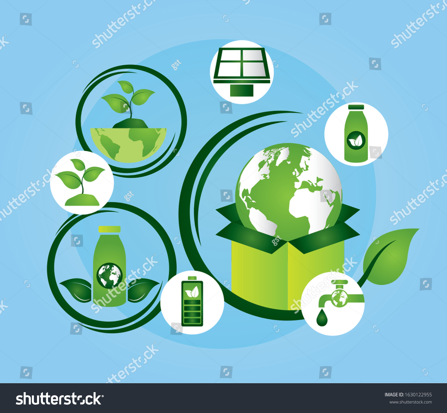 Eco Friendly Poster Earth Planet Set Stock Vector (Royalty Free ...