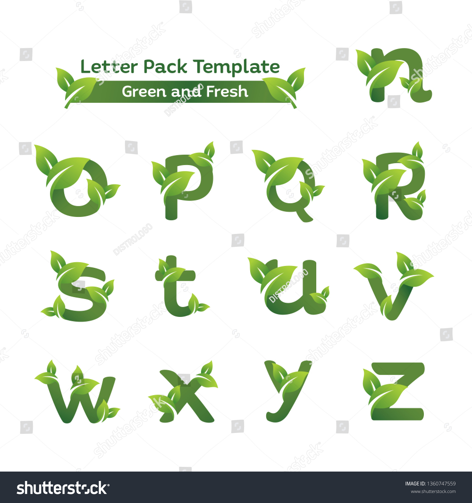 Eco Green Letter Pack Logo Design Stock Vector (Royalty Free) 1360747559