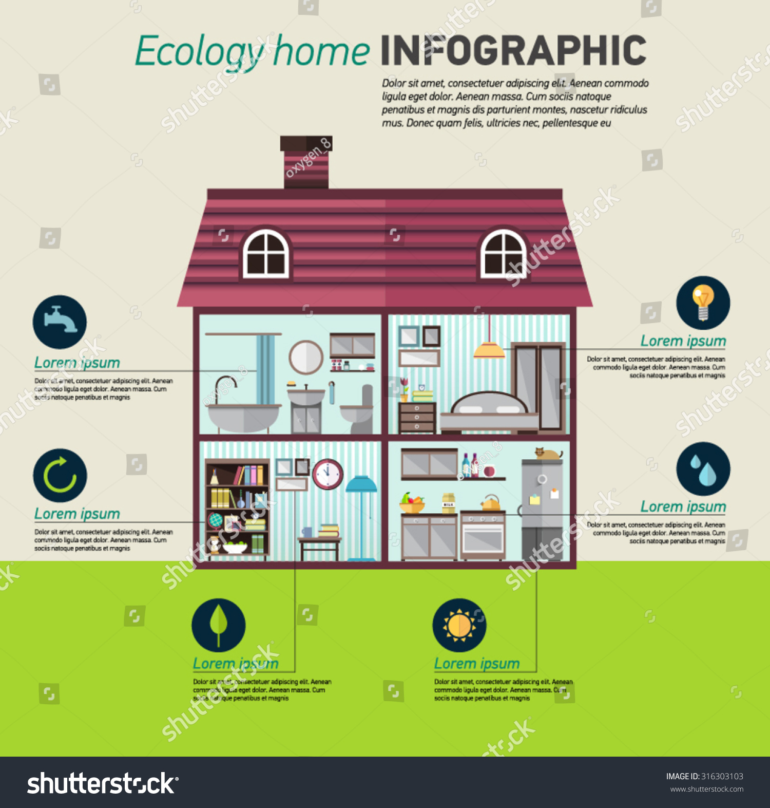 Eco Home Infographic Ecology Green House Stock Vector 316303103 ...