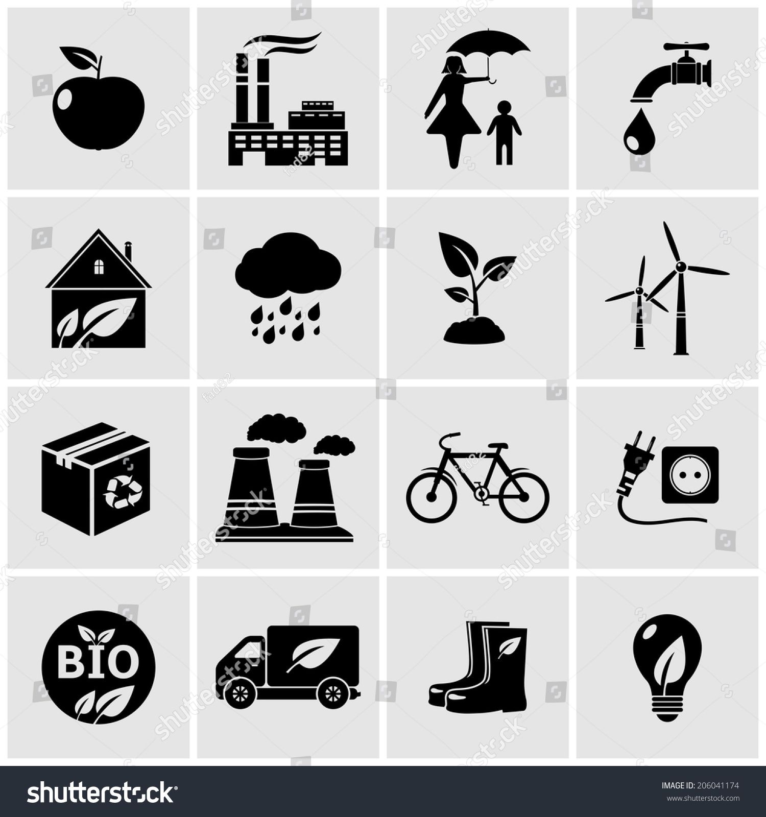 Eco Icons Stock Vector 206041174 - Shutterstock