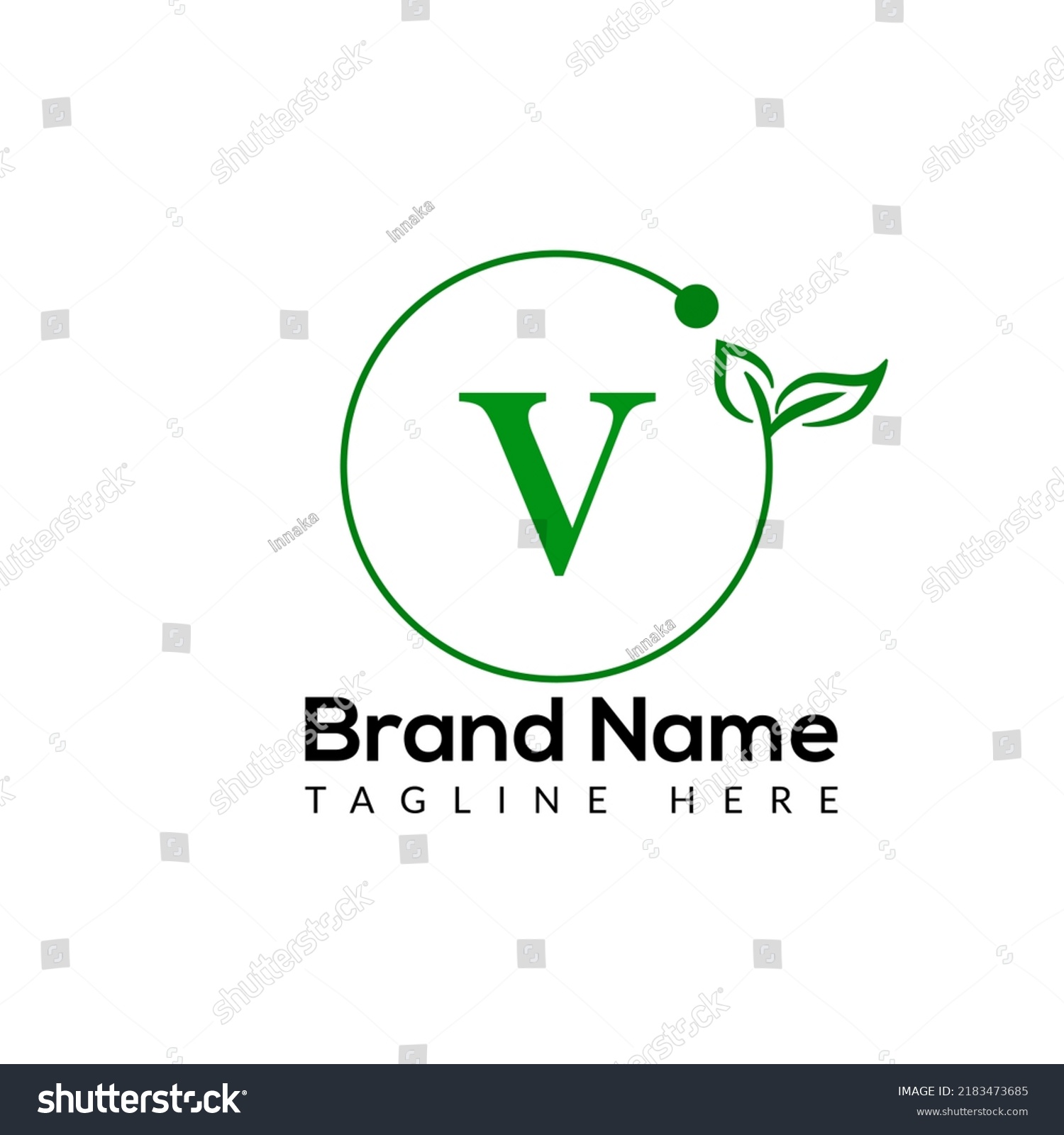 Eco Logo On Letter V Template Stock Vector (Royalty Free) 2183473685 ...