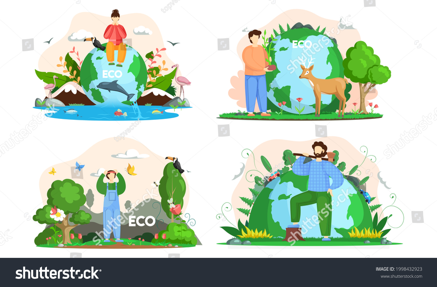 Eco Save Environment Pictures Ecological Ecosystem Stock Vector ...