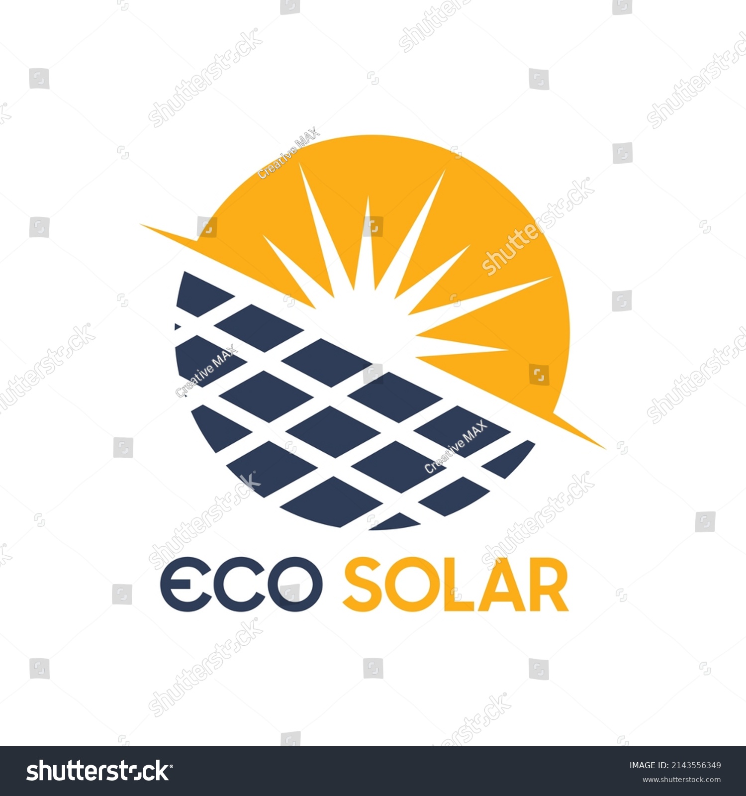 Eco Solar Logo Blue Green Gold Stock Vector (Royalty Free) 2143556349 ...