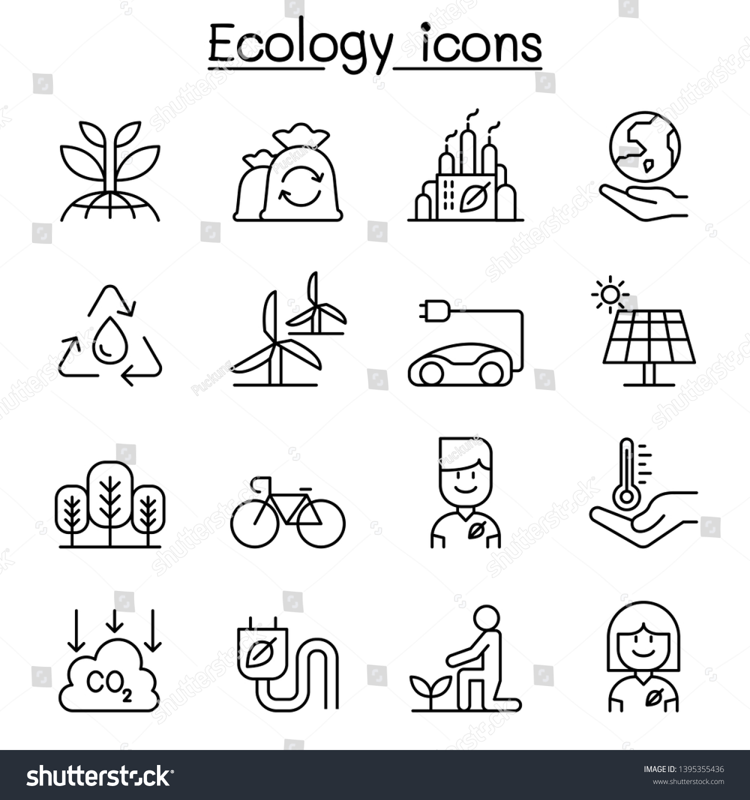 Ecology Environmental Icon Set Thin Line Stock Vector (Royalty Free ...