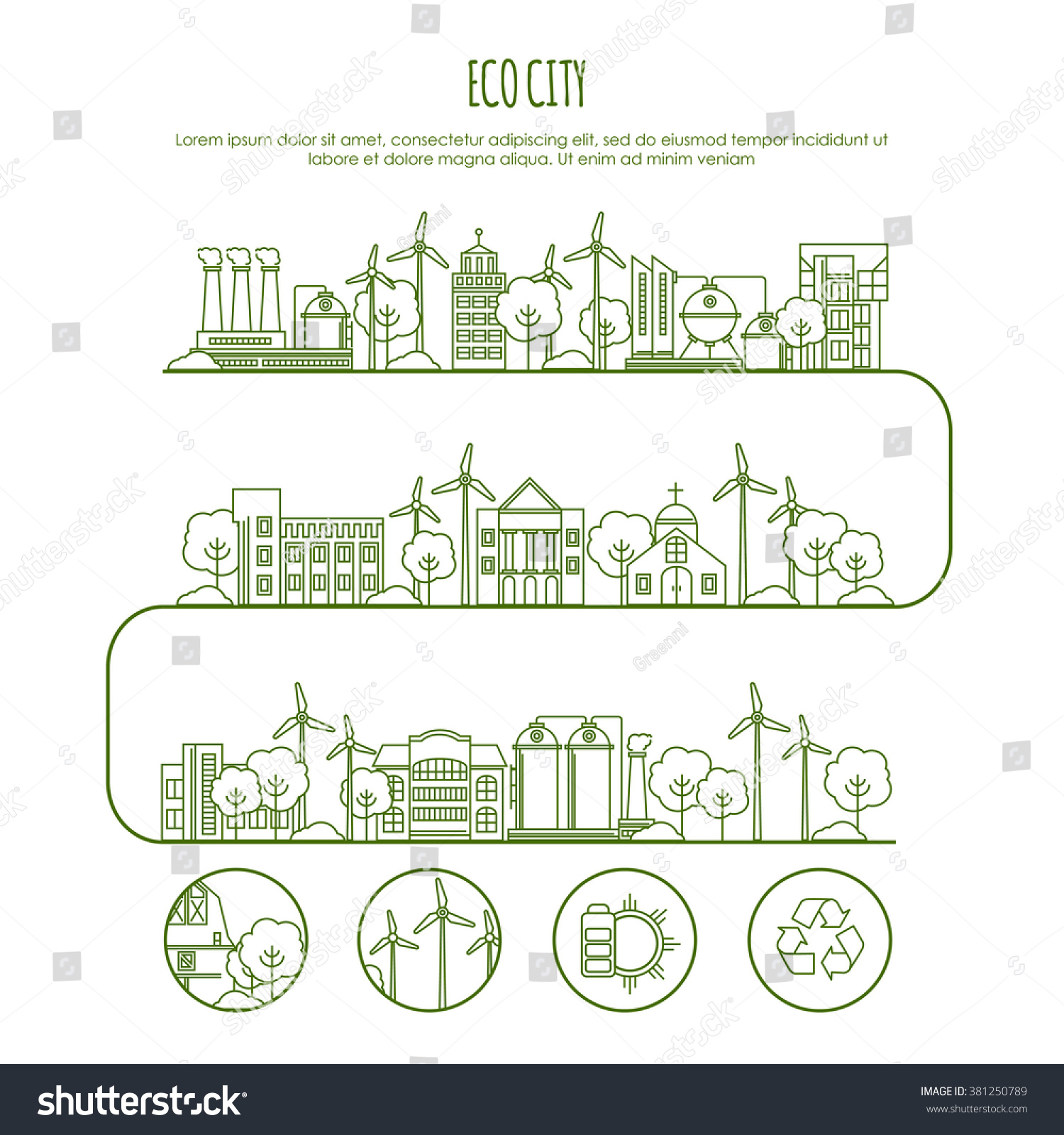 ecology city infographic template thin line stock vector royalty