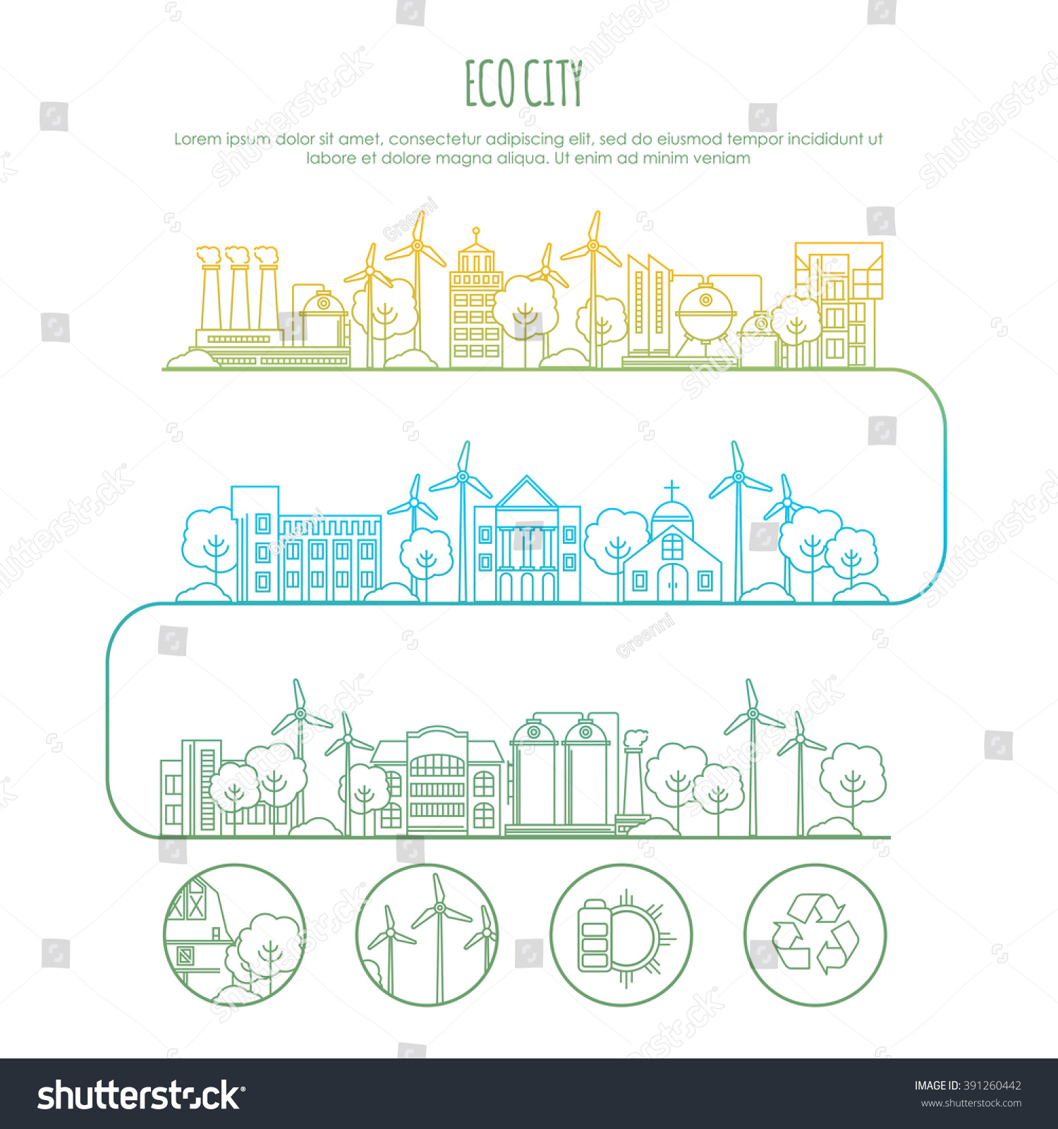 ecology city infographic template thin line stock vector royalty