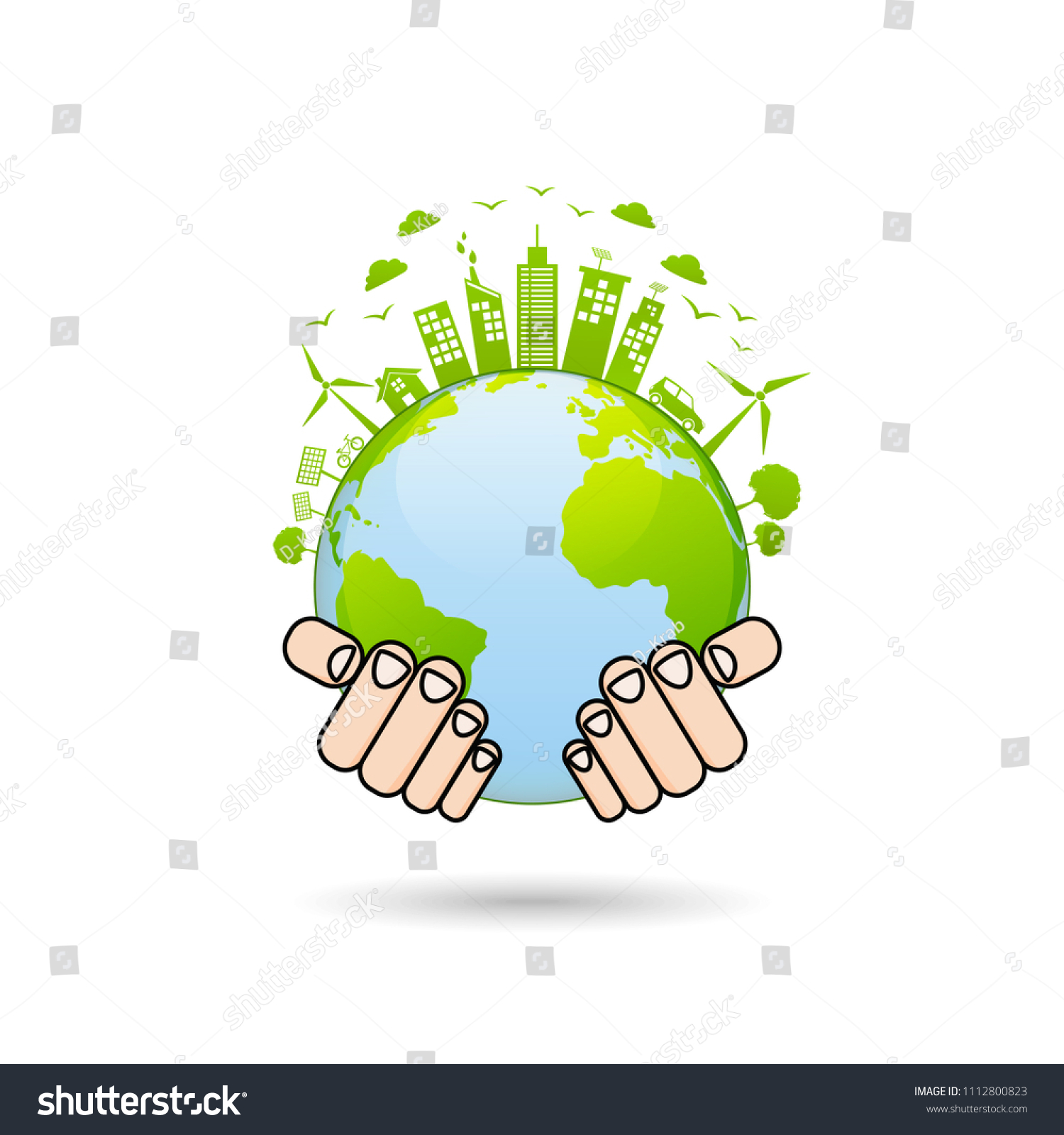 Ecology Concept Green City On Earth Stock Vector (Royalty Free) 1112800823