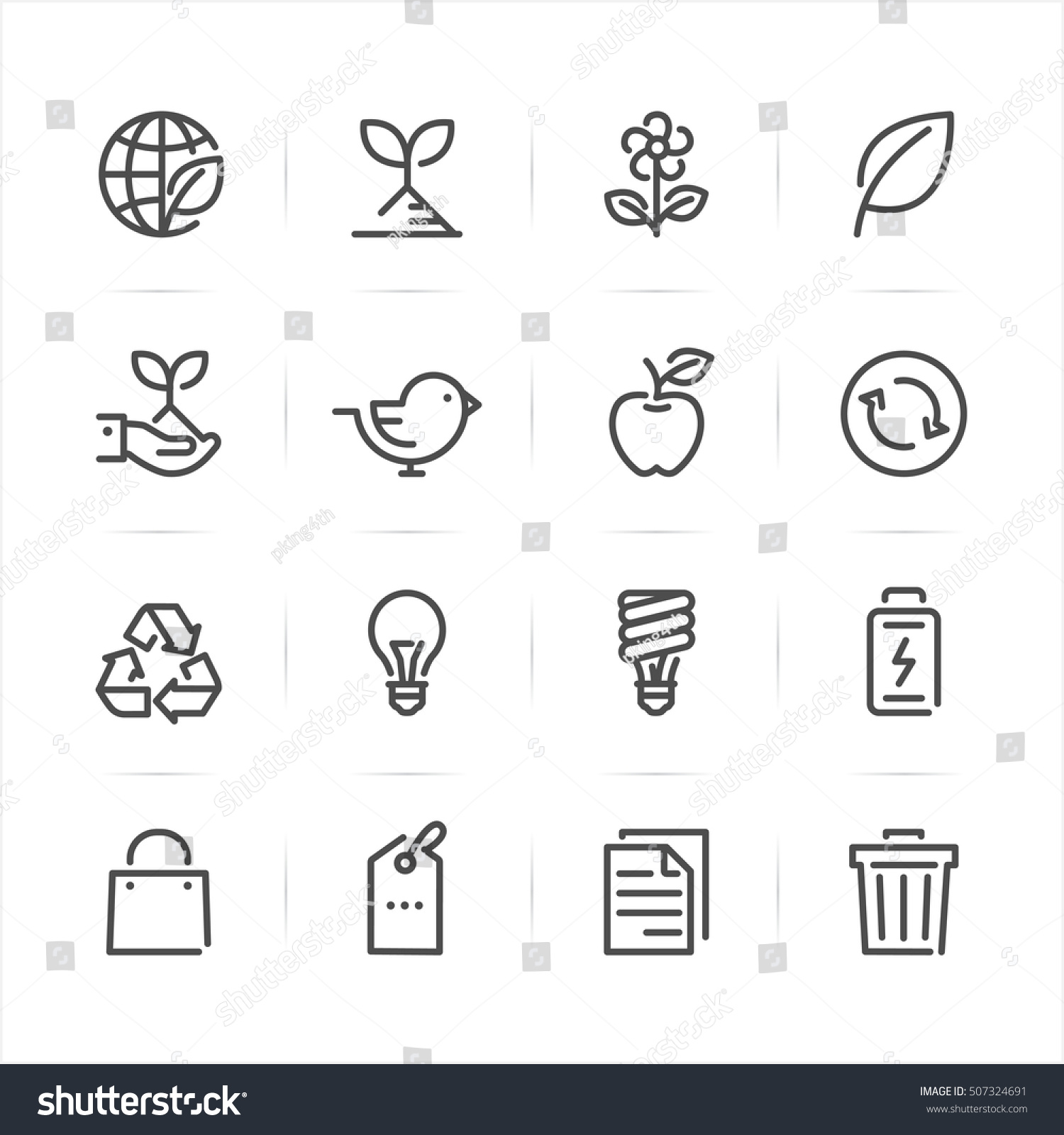 Ecology Icons White Background Stock Vector (Royalty Free) 507324691 ...