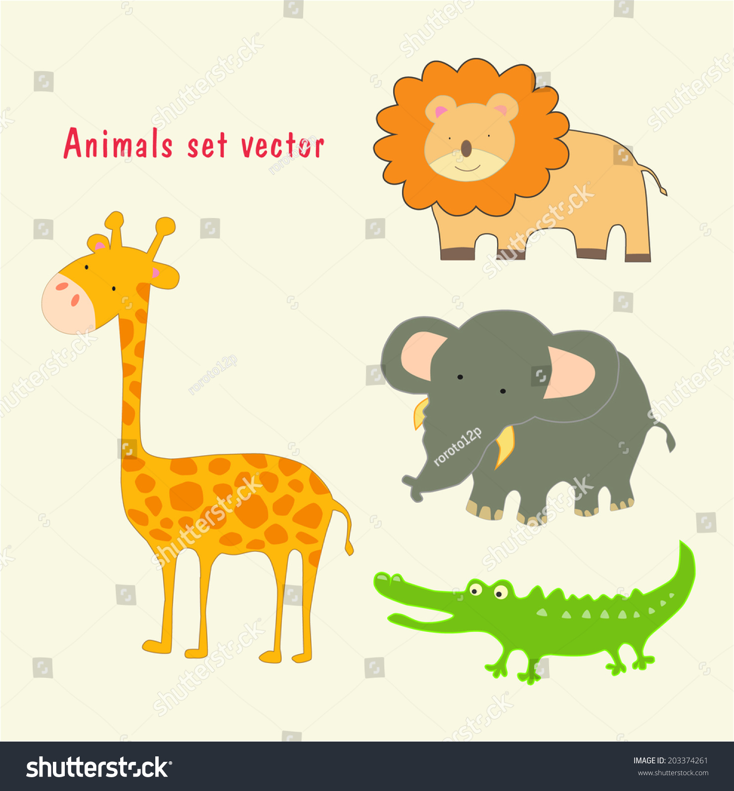 Ector Illustration Different Wild Animals Cartoons Stock Vector