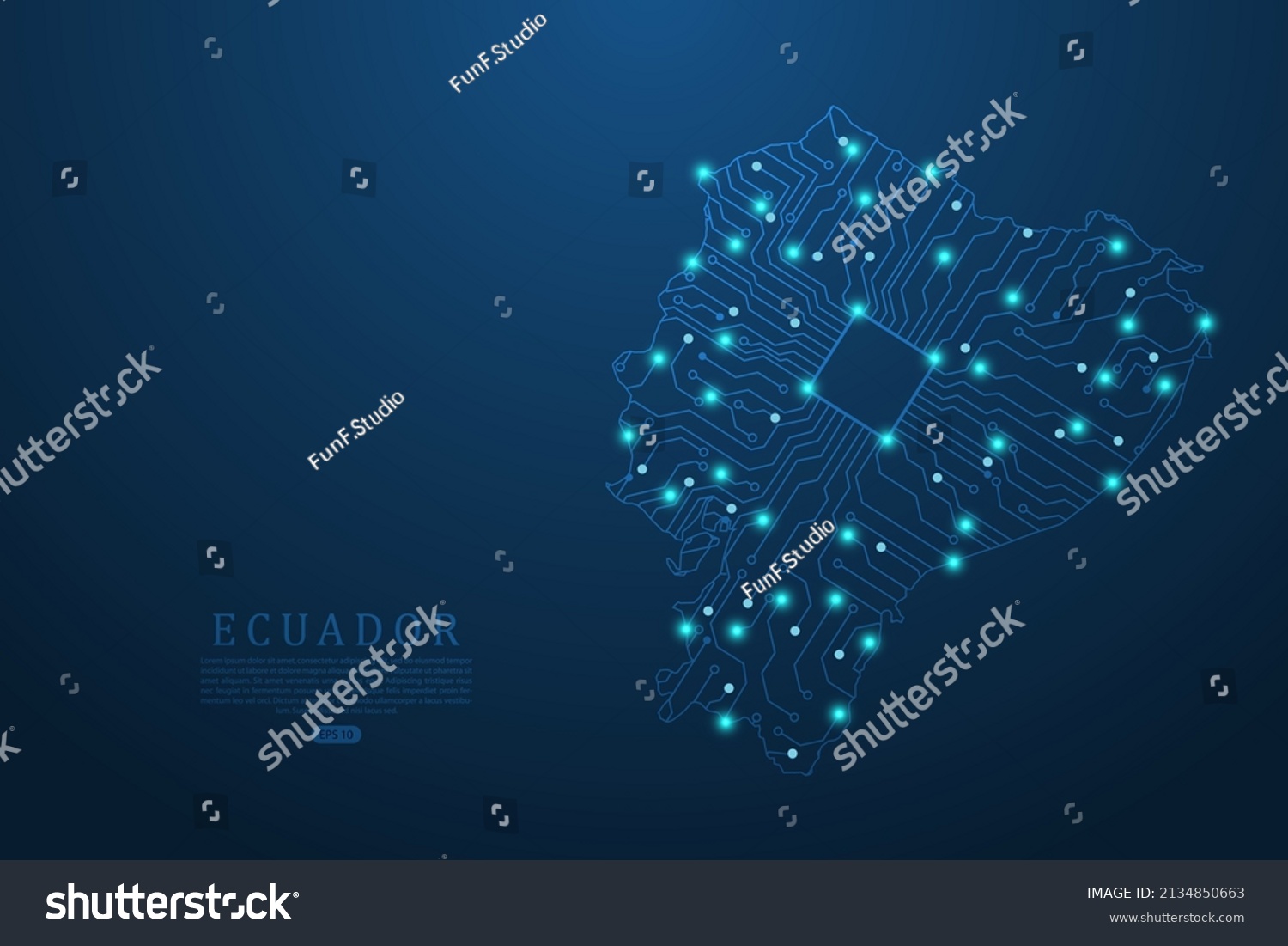 Ecuador Map World Map Vector Template Stock Vector Royalty Free   Stock Vector Ecuador Map World Map Vector Template With Abstract Futuristic Circuit Board Illustration Or High 2134850663 