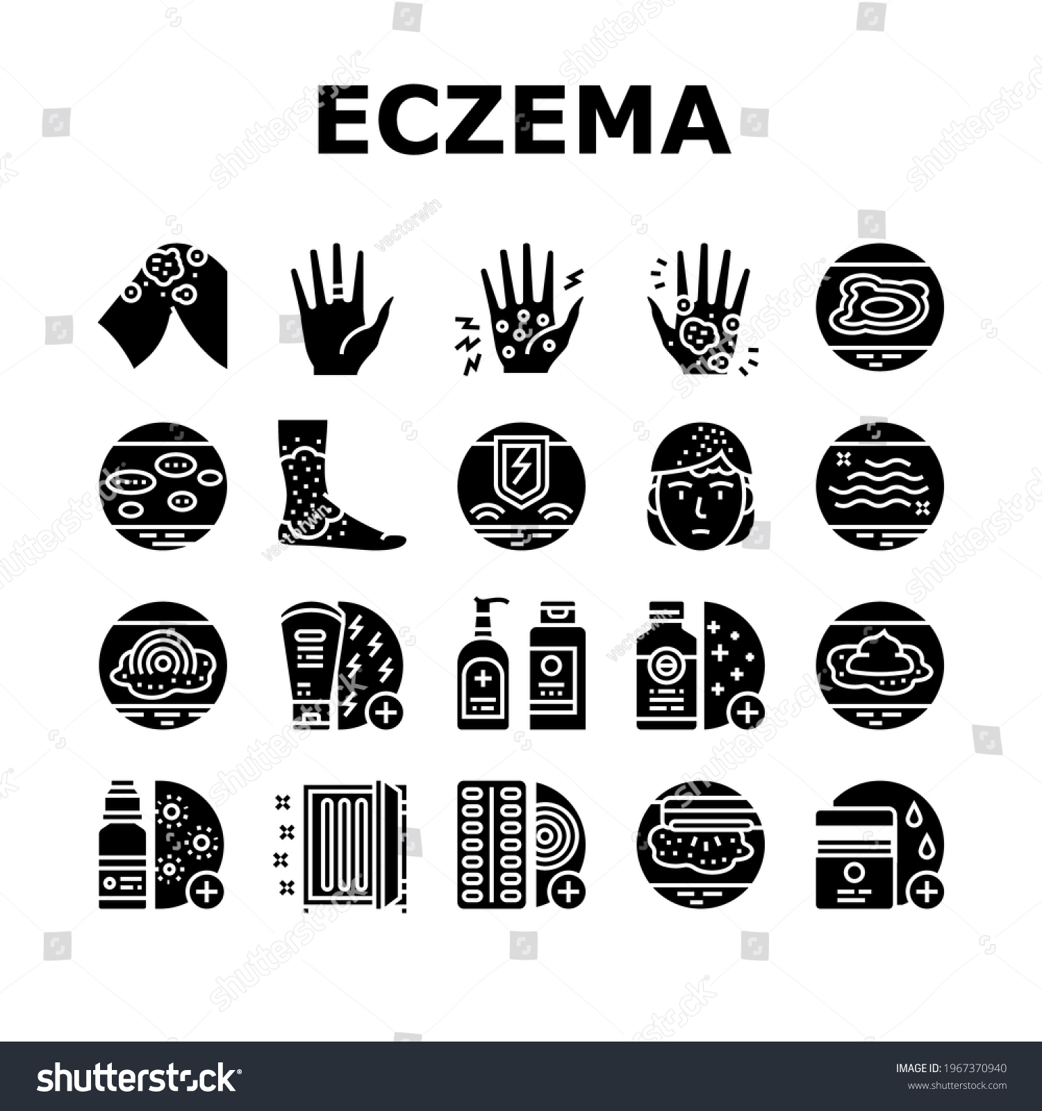 Eczema Disease Treat Collection Icons Set Stock Vector (Royalty Free ...