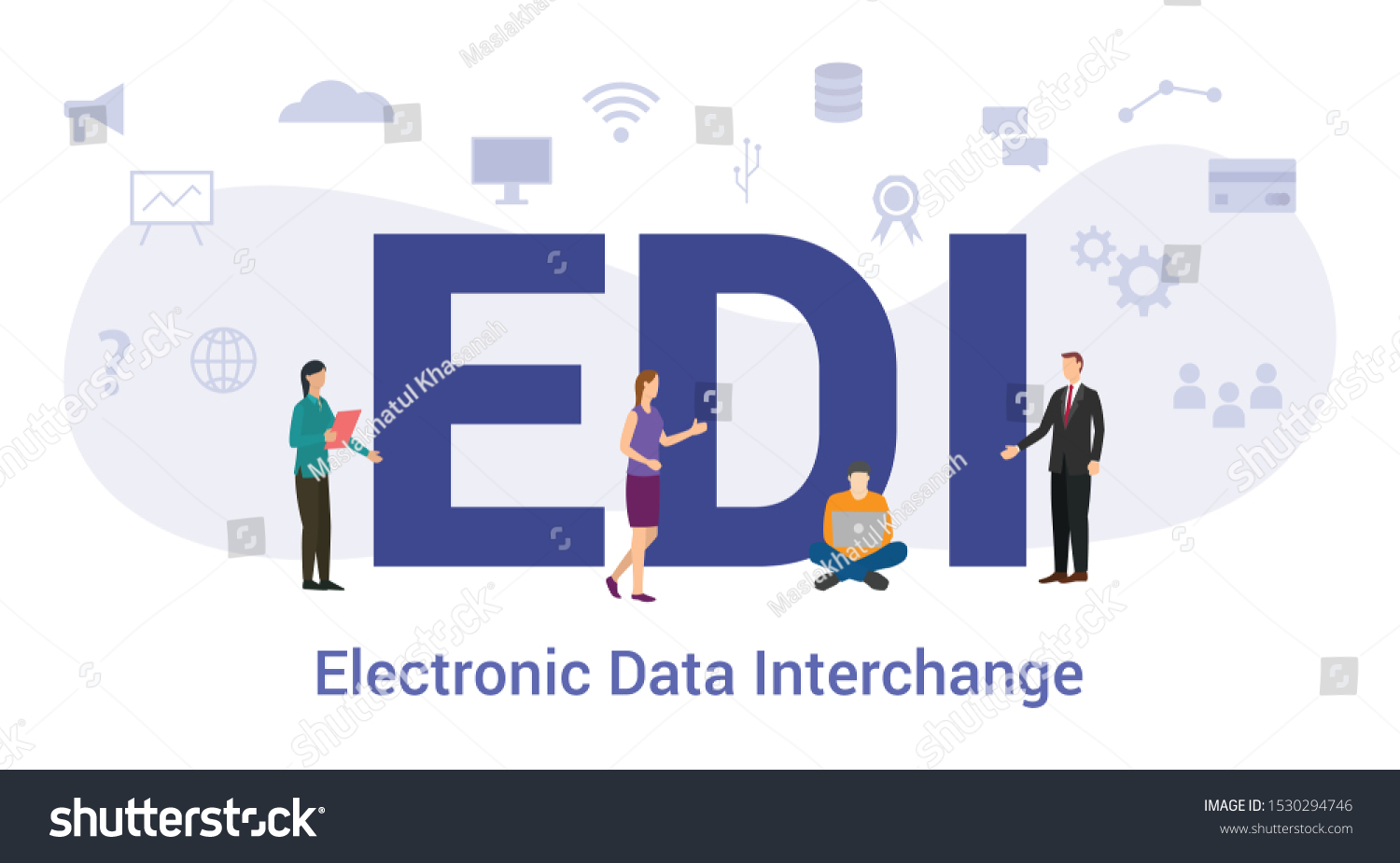 Edi Electronic Data Interchange Concept Big Stock Vector (Royalty Free ...