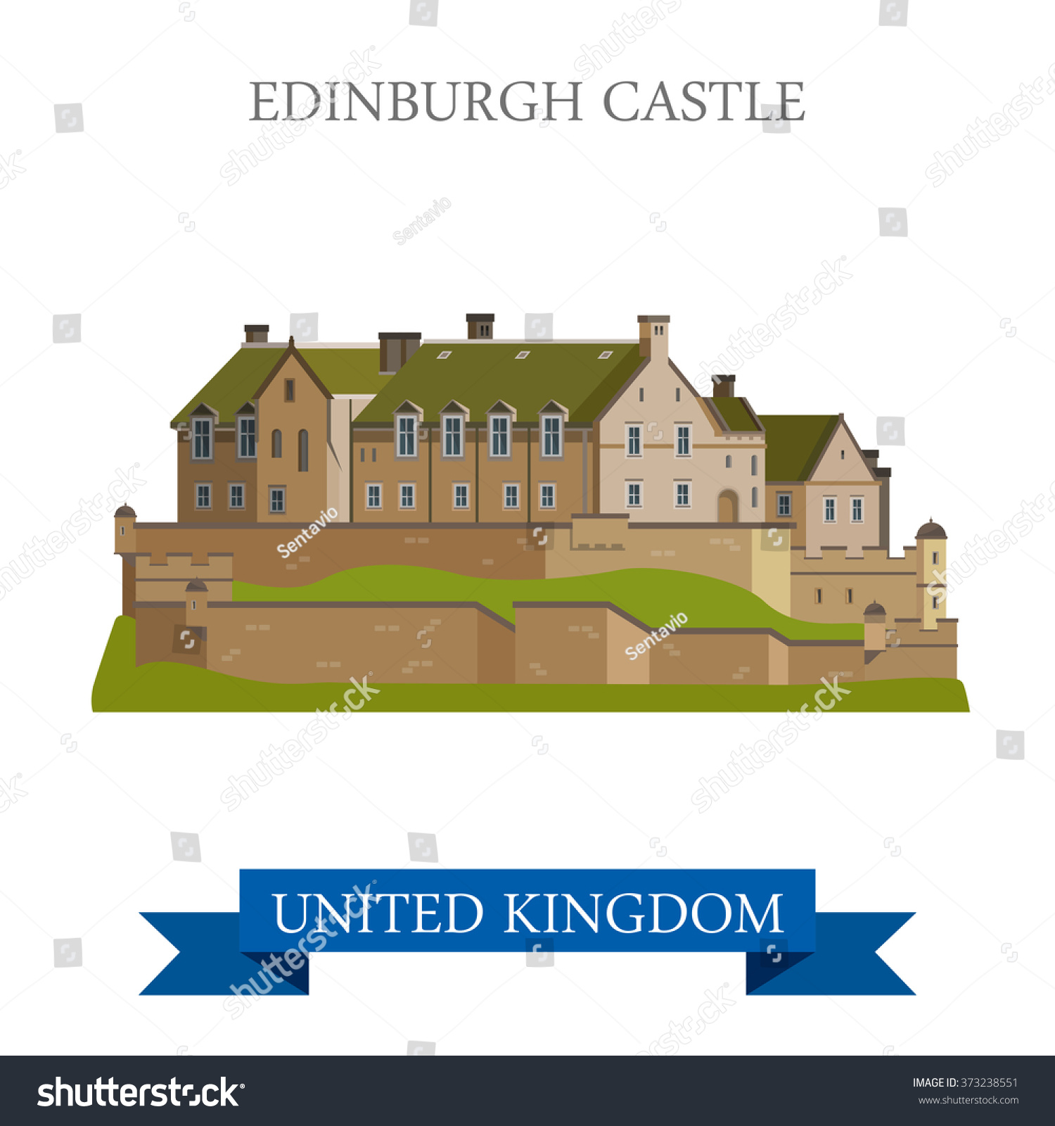 SVG of Edinburgh Castle in Scotland, United Kingdom. Flat cartoon style historic sight showplace attraction web site vector illustration. World countries cities vacation travel sightseeing collection. svg