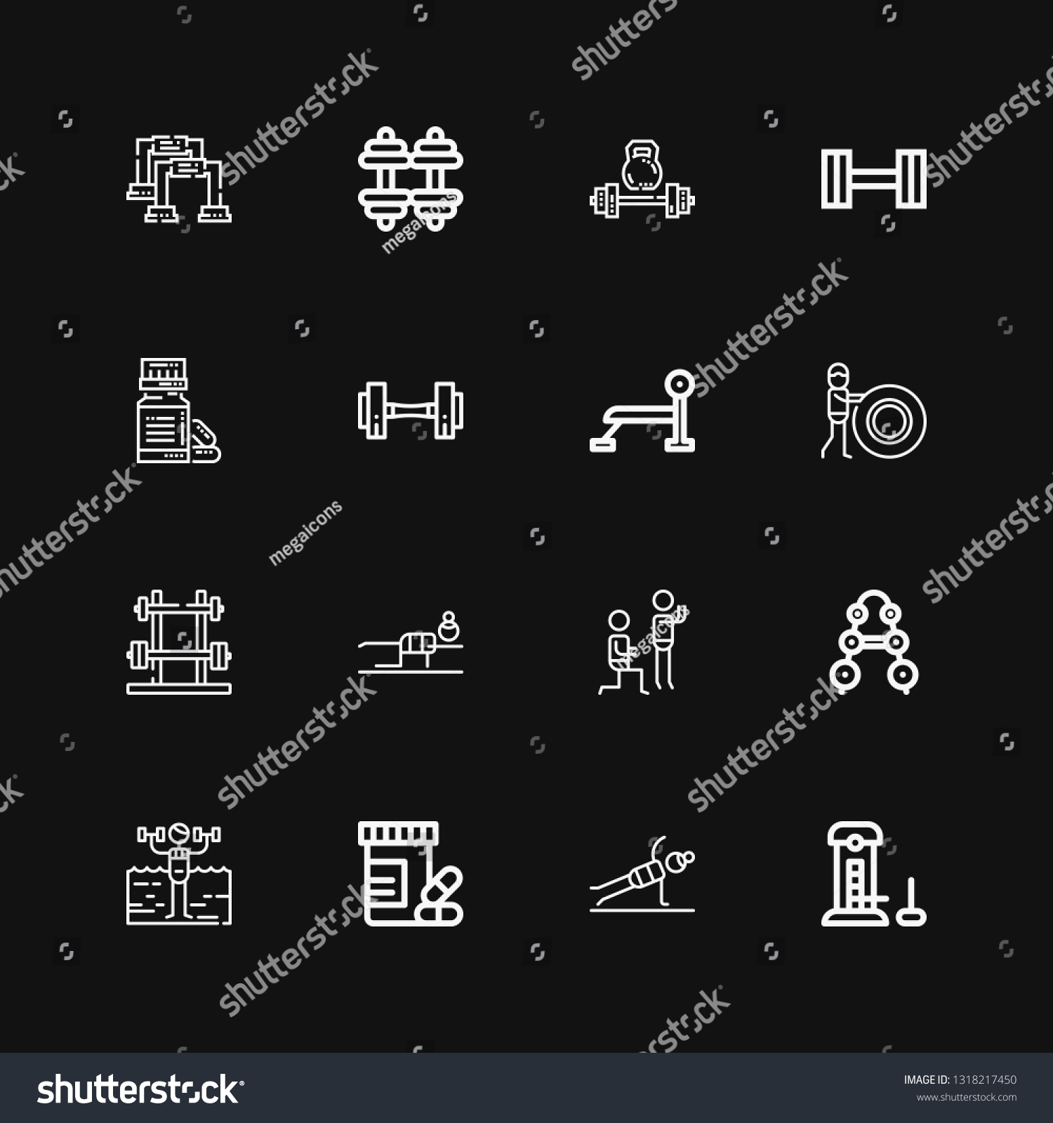 Editable 16 Bodybuilding Icons Web Mobile Stock Vector Royalty