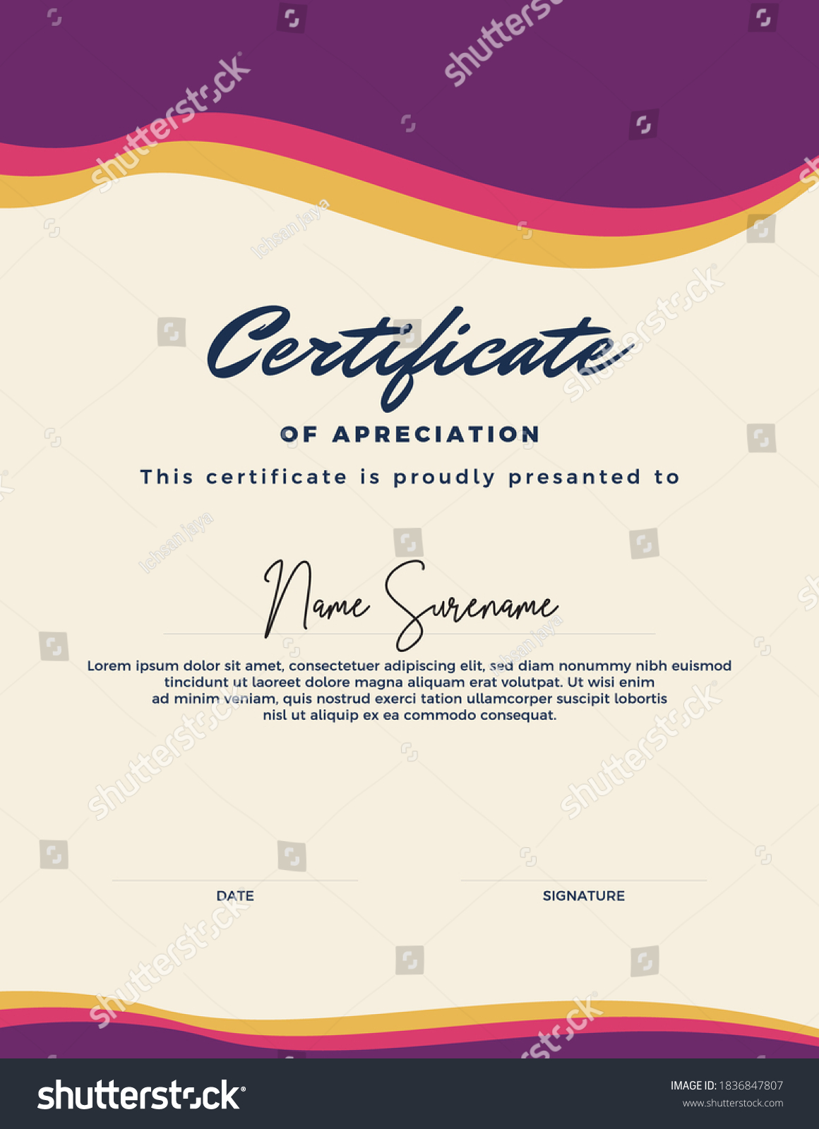 Editable Certificate Template Simple Elegant Appearance Stock Inside Certificate Of Appearance Template