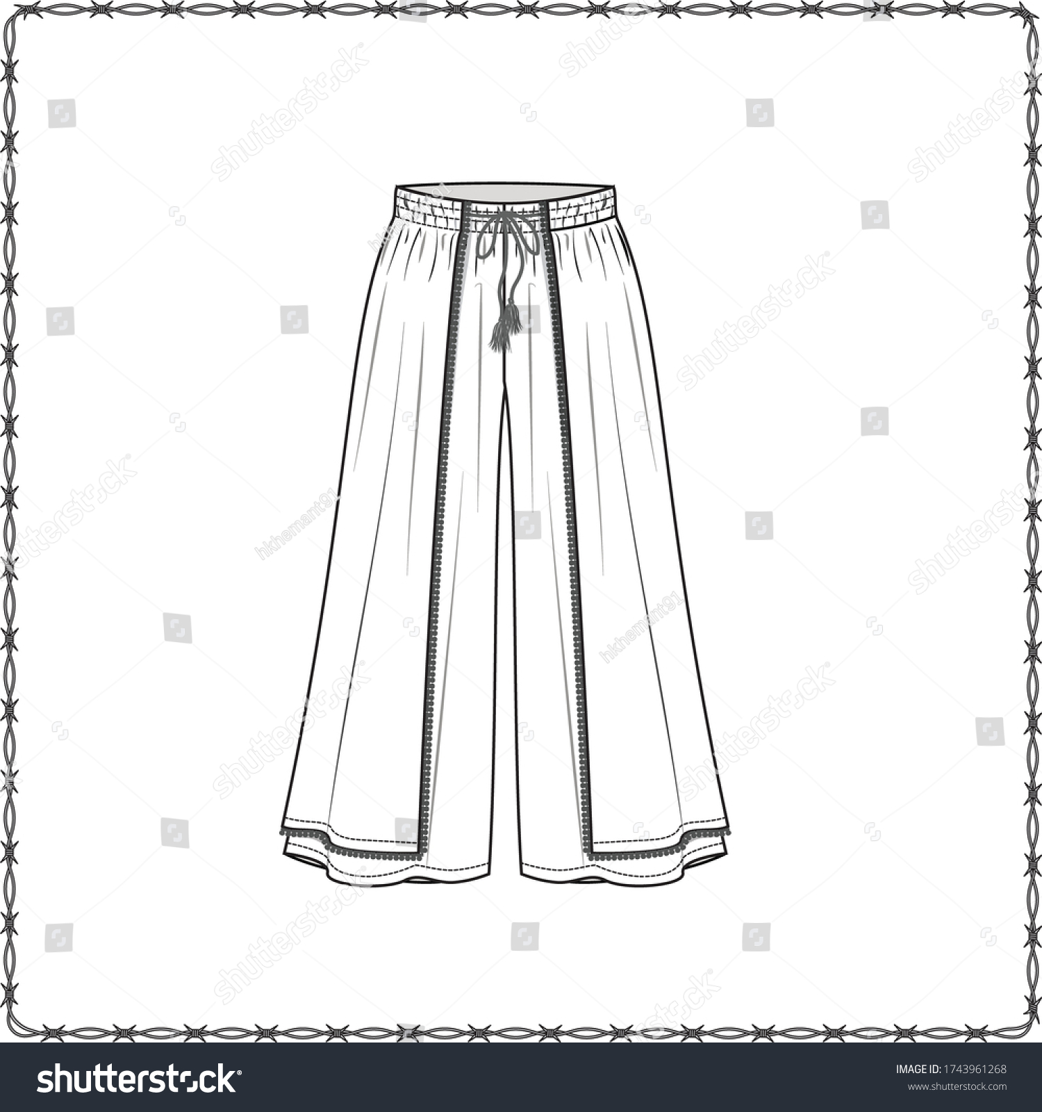 Editable Fashion Garment Flat Sketch Creating Stock Vector (Royalty ...