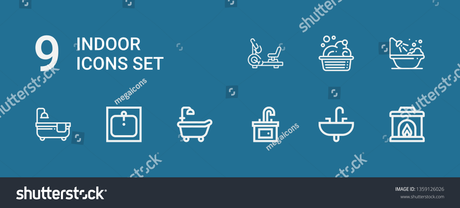Editable 9 Indoor Icons Web Mobile Stock Vector Royalty Free