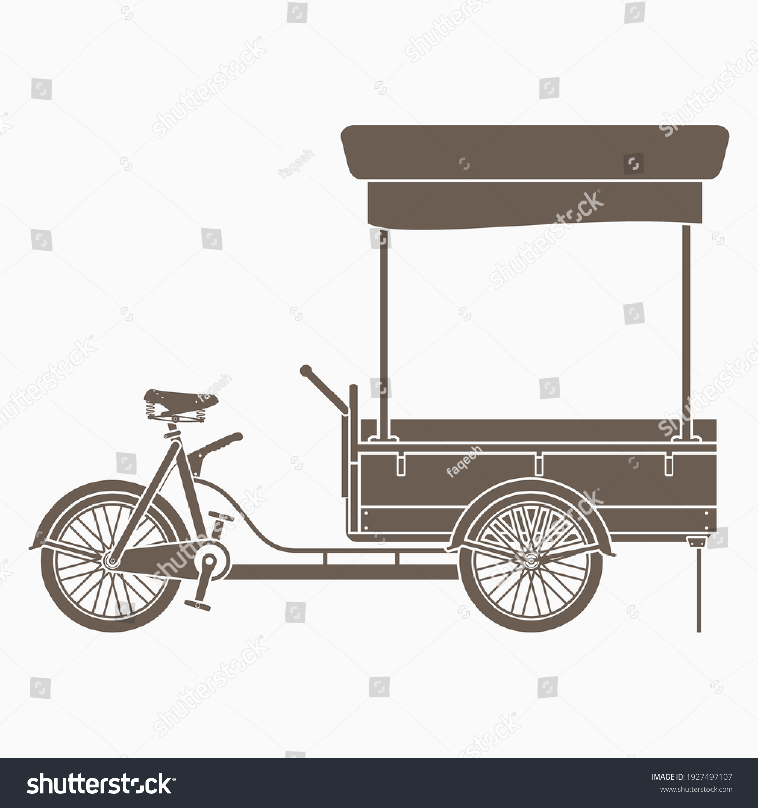 SVG of Editable Isolated Side View Mobile Food Bike Shop Vector Illustration in Flat Monochrome Style for Artwork Element of Vehicle or Food and Drink Business Related Design svg