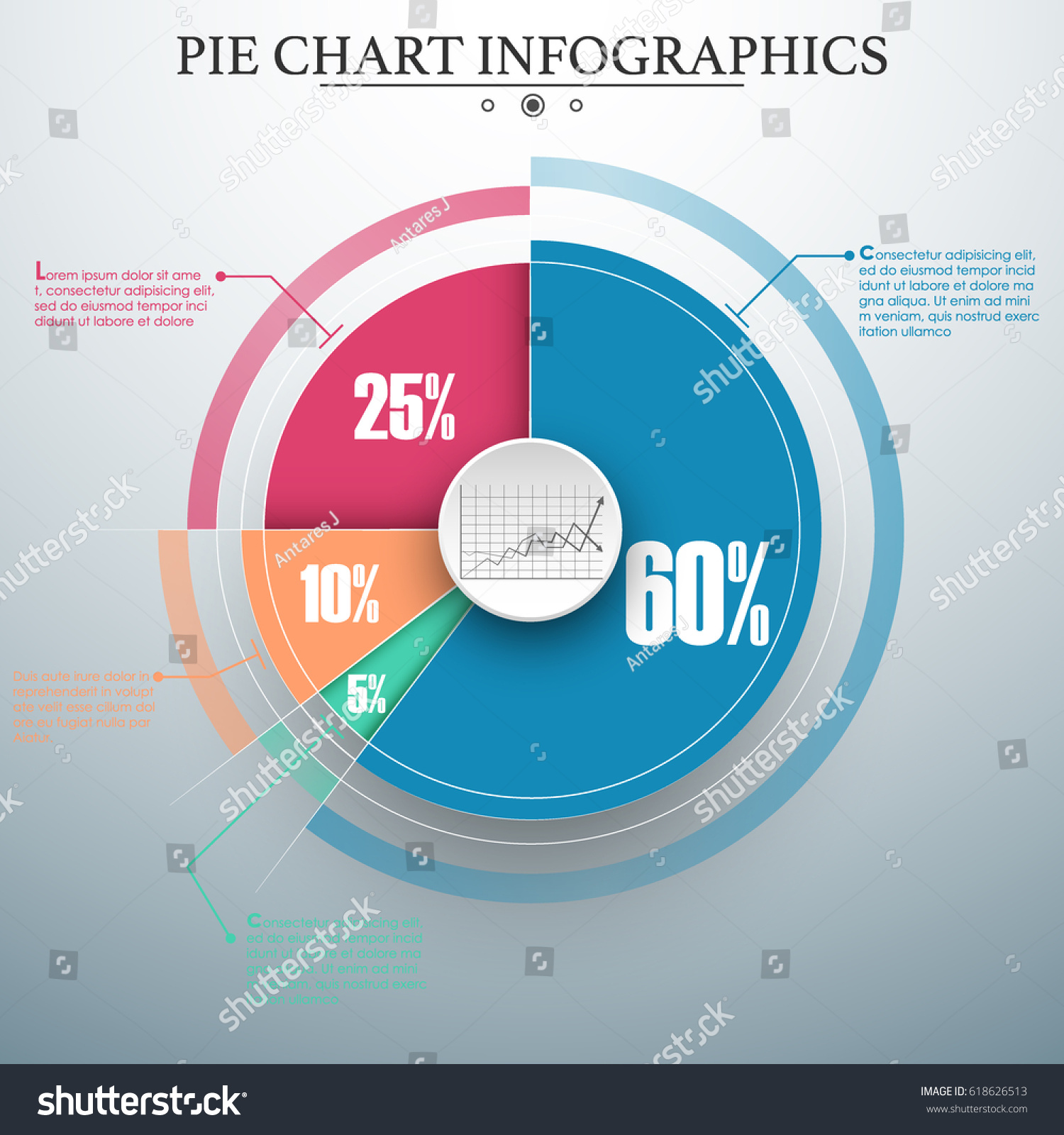 Editable Modern Colorful Business Pie Chart Stock Vector (Royalty Free ...