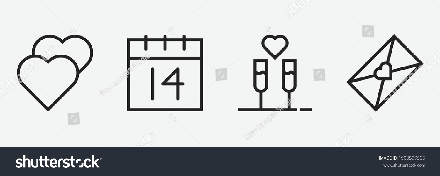 SVG of Editable Set Of Valentine Icon Line Art Icon Using For Presentation, Website And Application svg