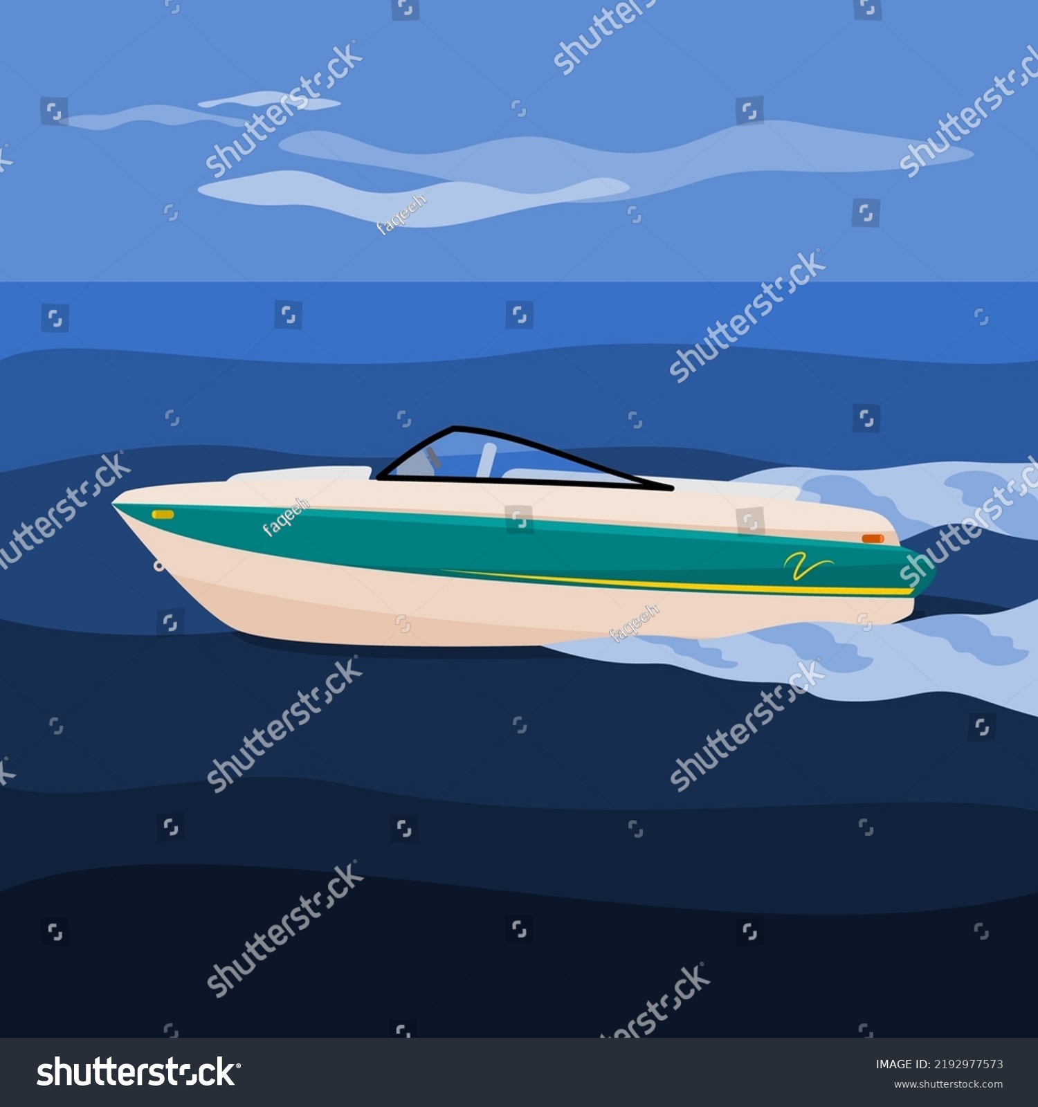 SVG of Editable Side View American Bowrider Boat on Water Vector Illustration for Artwork Element of Transportation or Recreation Related Design svg