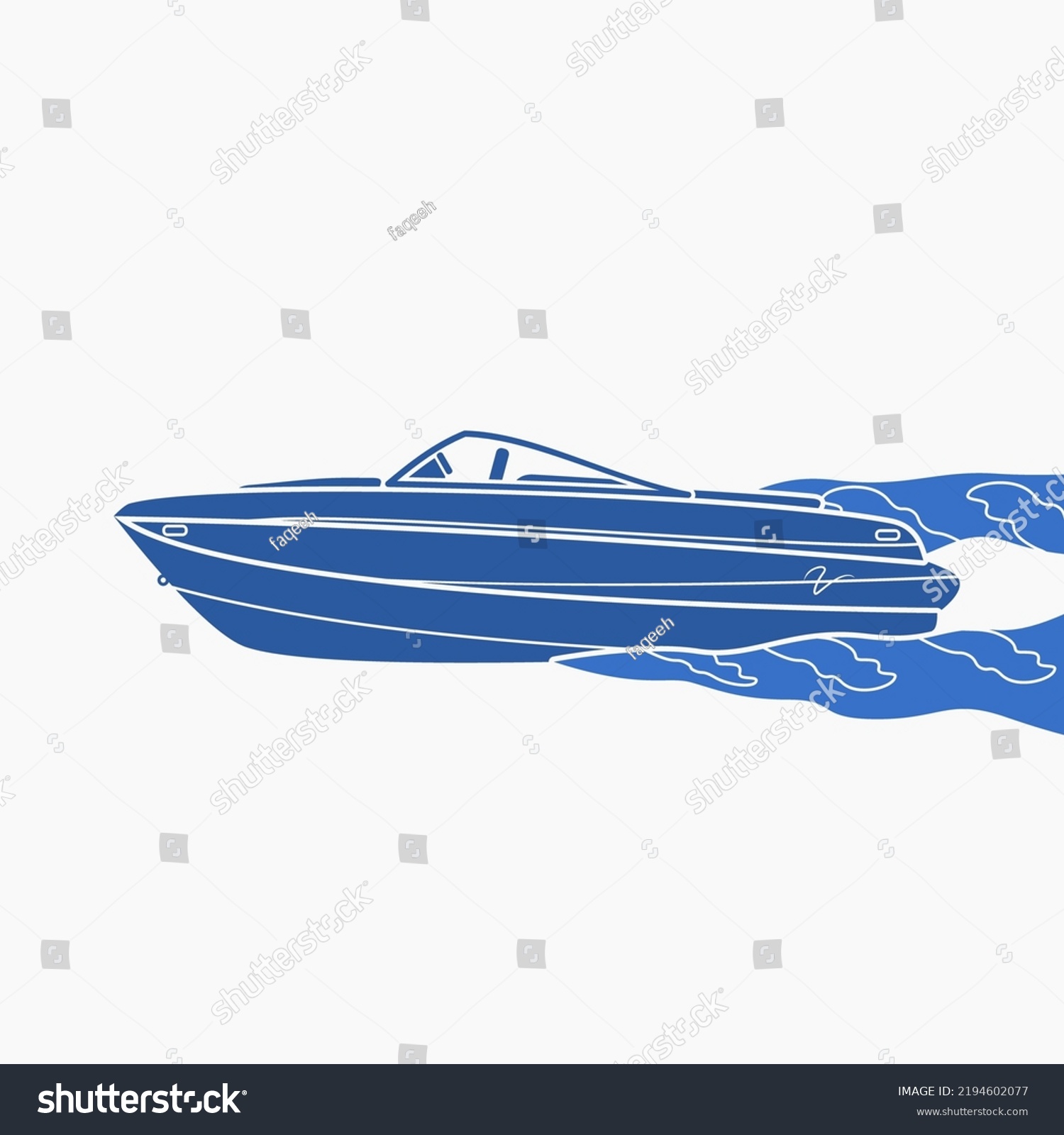 SVG of Editable Side View American Bowrider Boat on Water Vector Illustration in Monochrome Style for Artwork Element of Transportation or Recreation Related Design svg