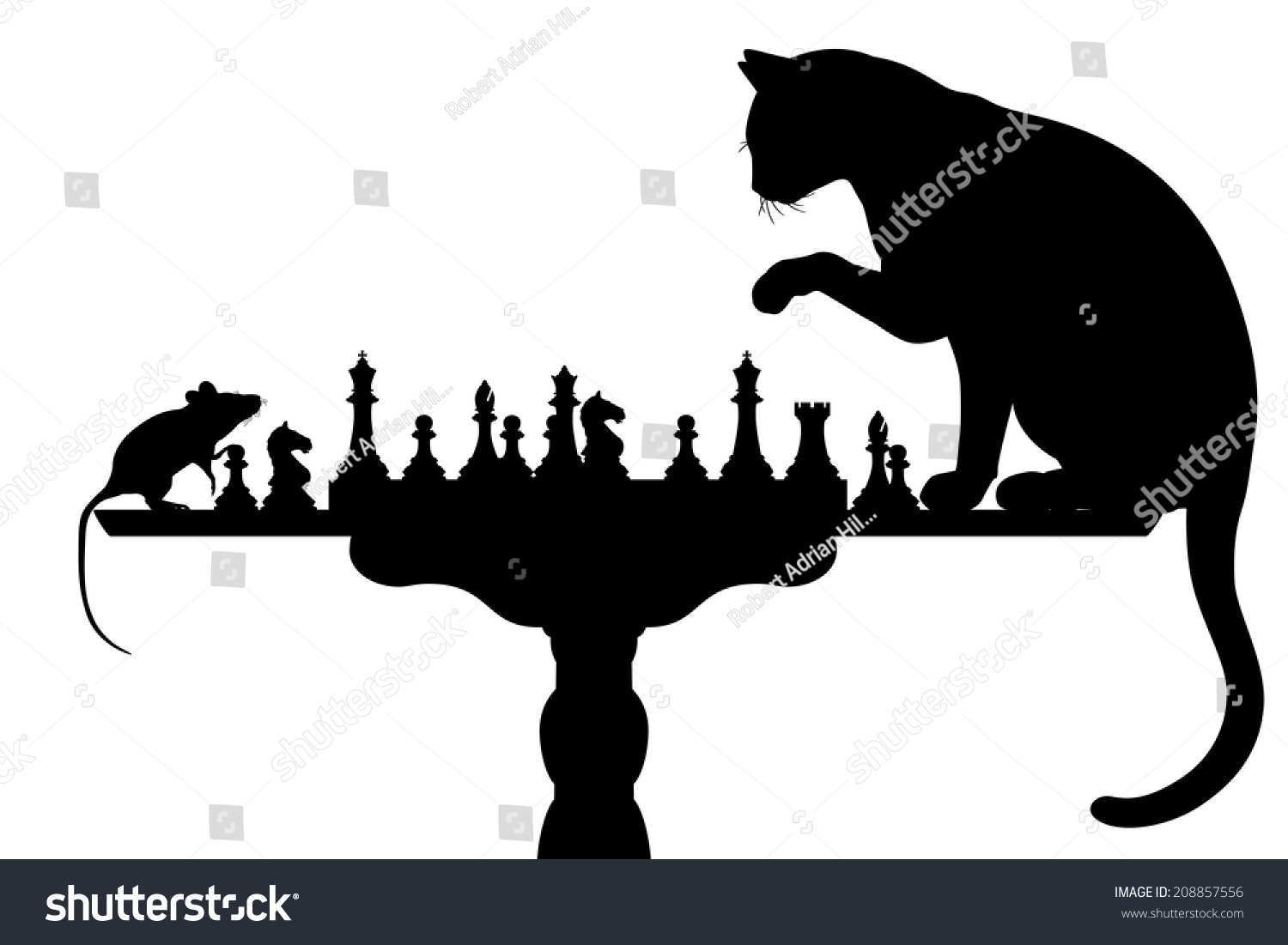 Editable Vector Silhouettes Cat Mouse Playing Stock Vector (Royalty ...