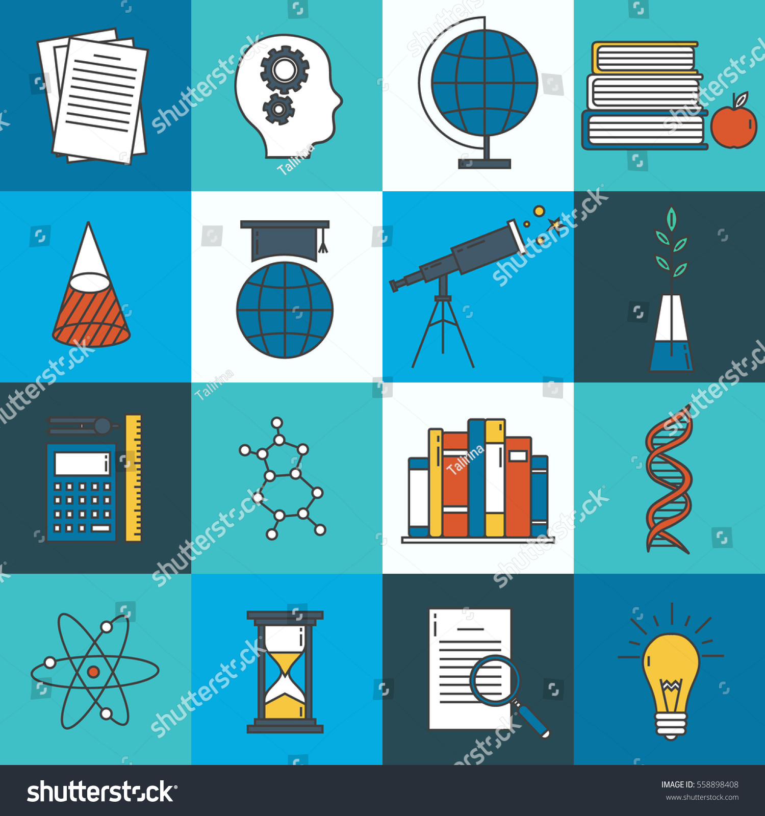 Education Science Icons Set Seamless Pattern Stock Vector