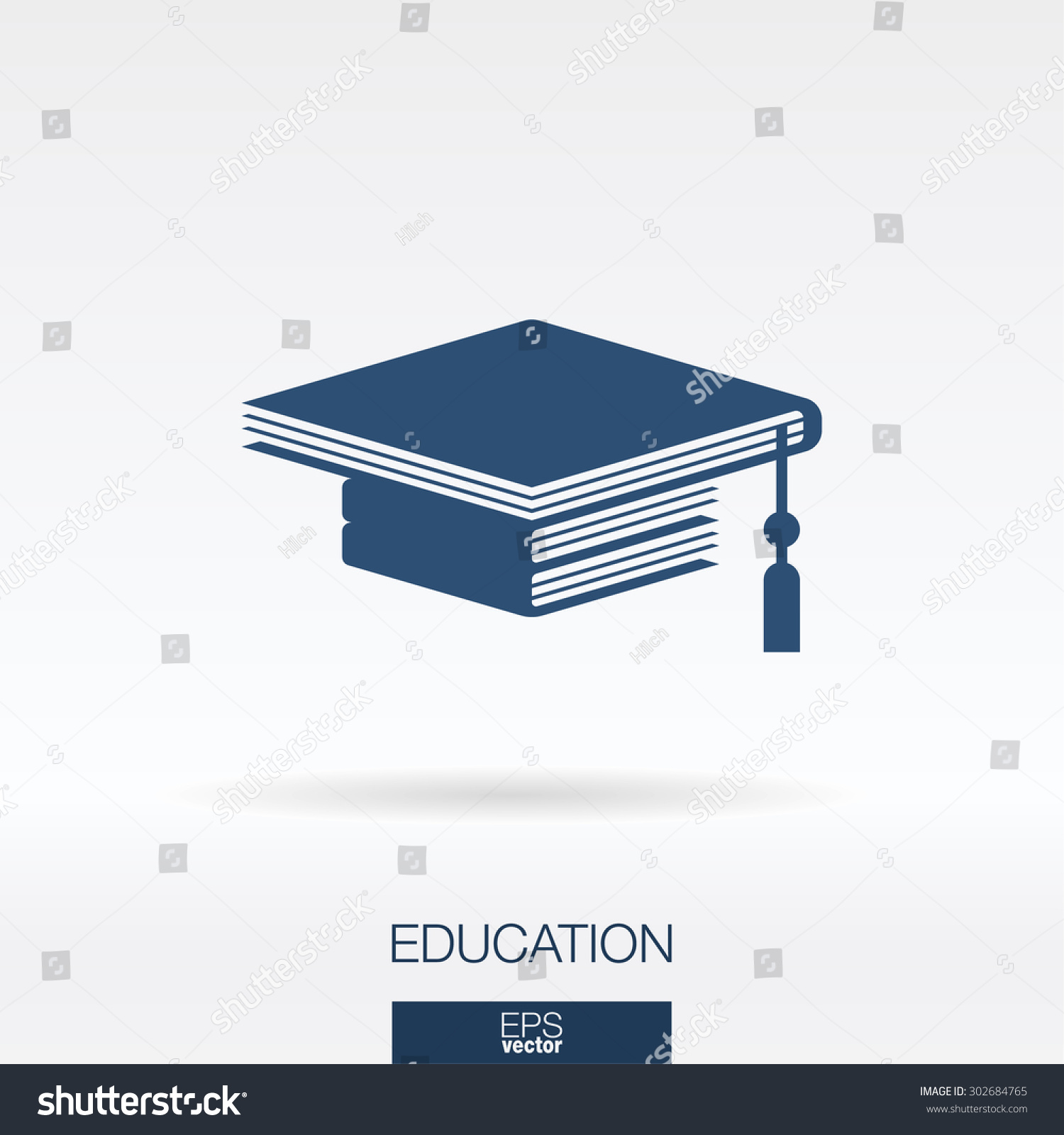 Education Concept Icon. Books Formed Graduation Hat Shape Symbol ...