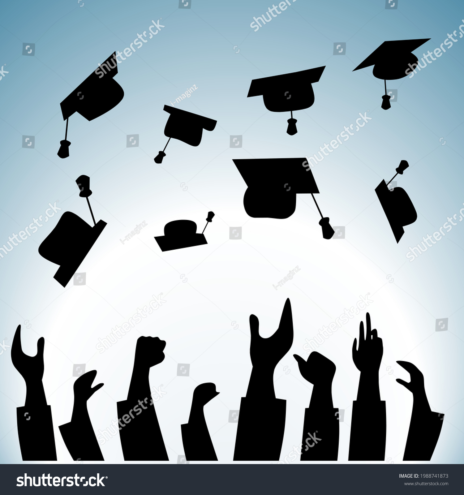 Education Graduation People Concept Silhouettes Many Stock Vector ...