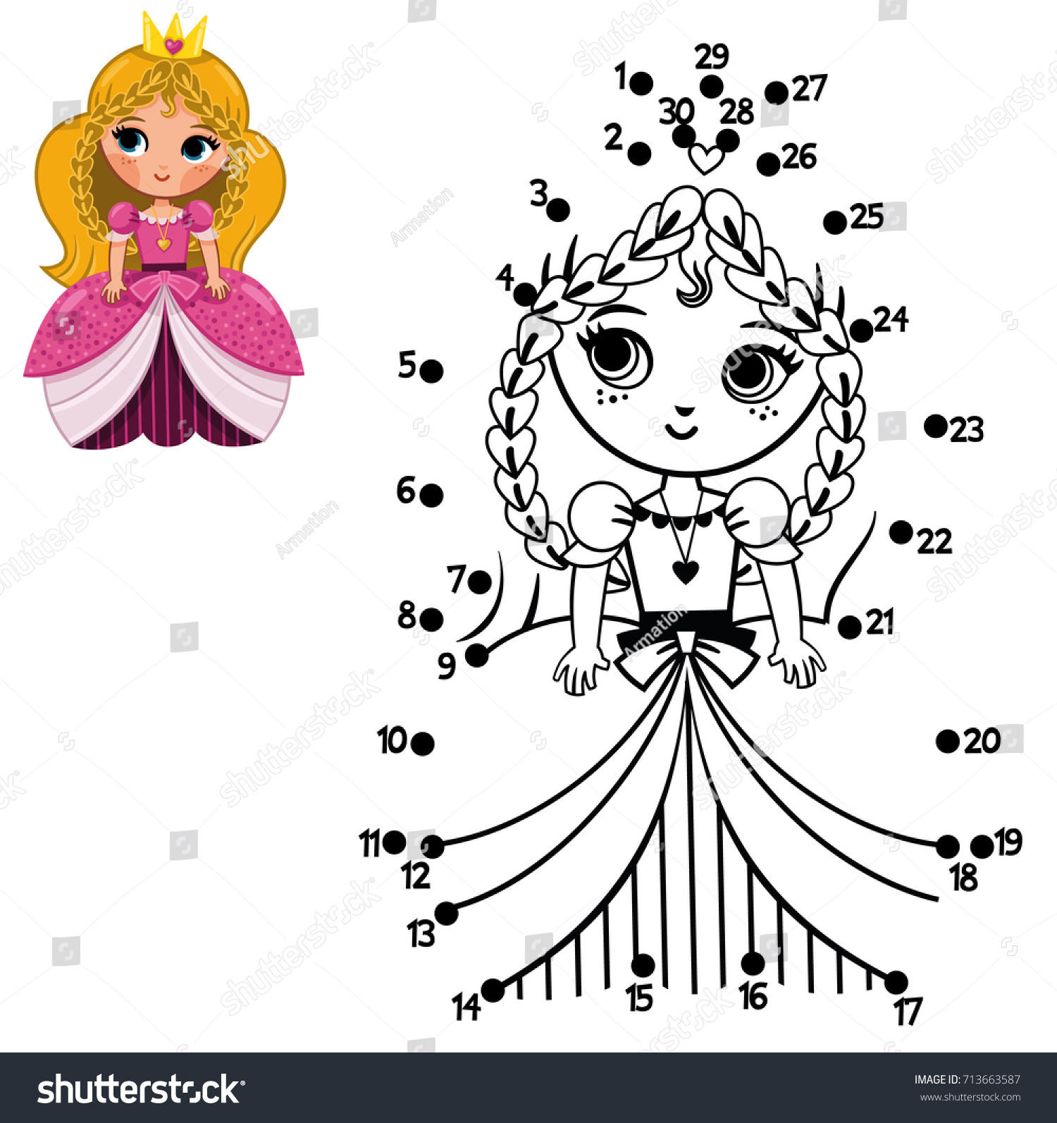 Education Numbers Dot Dot Game Children Stock Vector Royalty Free