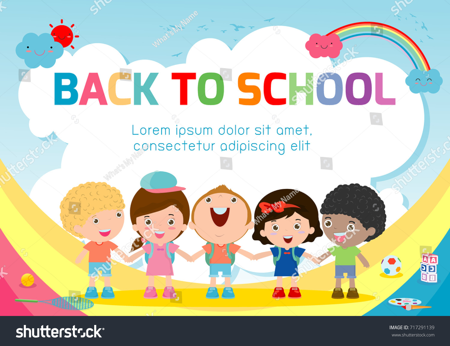 Education Object On Back School Background Stock Vector Royalty Free