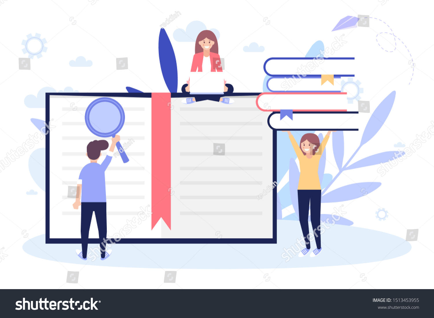 Education Online Learning Concept Cartoon Flat Stock Vector