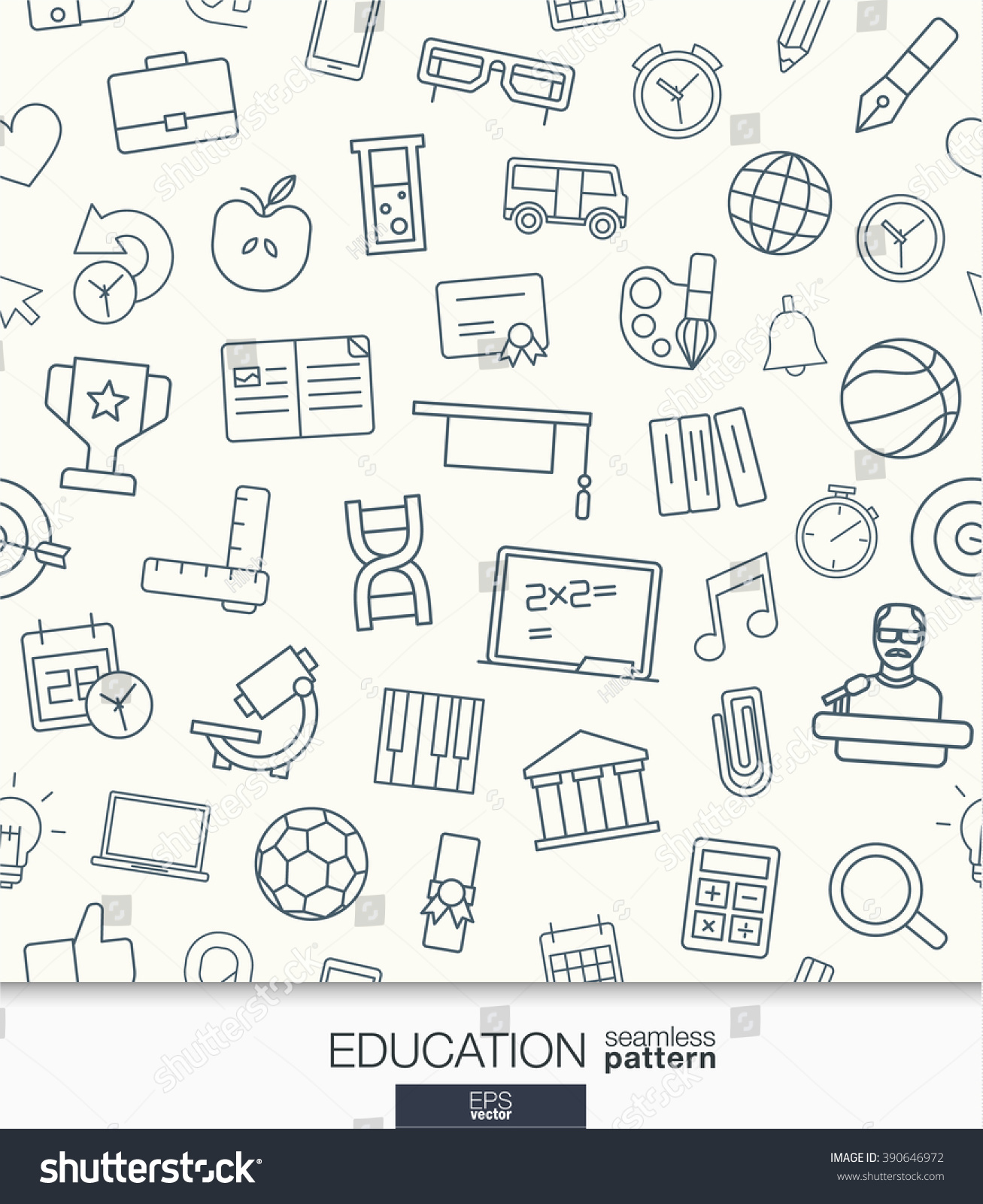 Education Wallpaper Black White School University Stock Vector