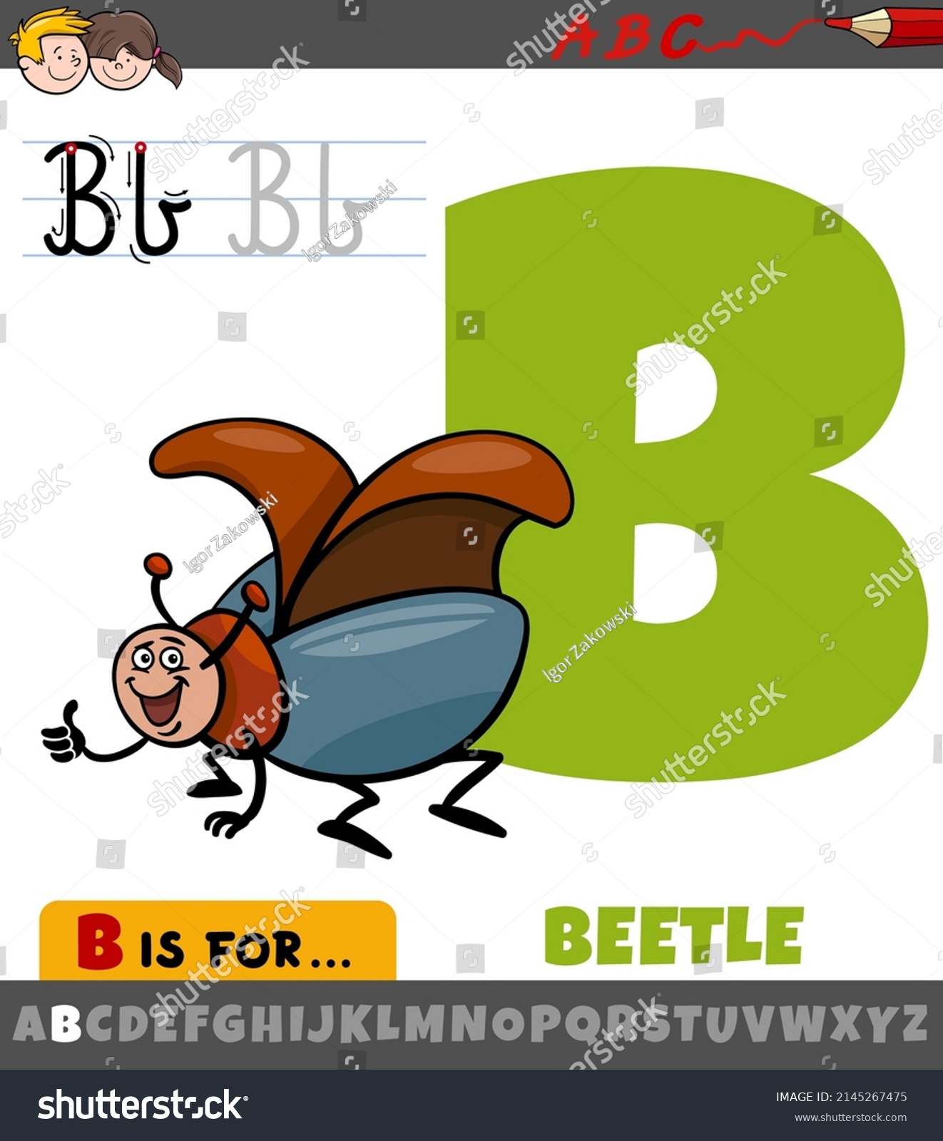 Educational Cartoon Illustration Letter B Alphabet Stock Vector ...