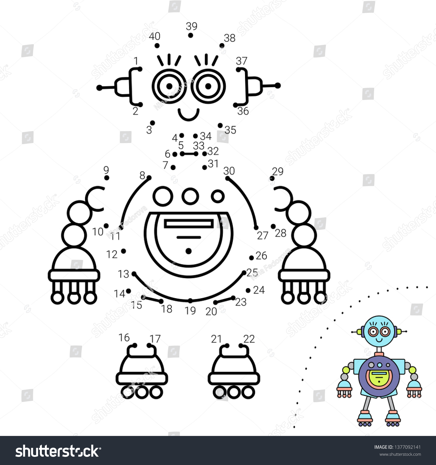 Educational Children Game Dot Dot Robot Stock Vector (Royalty Free ...