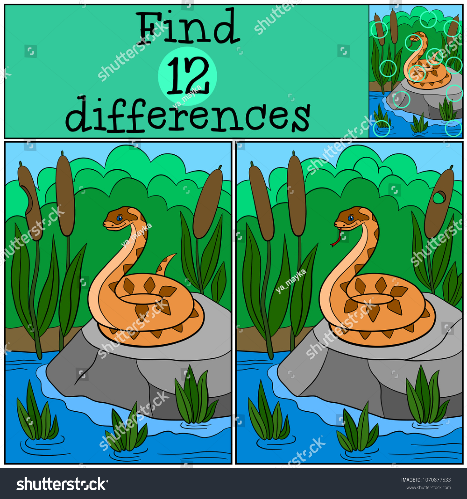 Educational Game Find Differences Little Cute Stock Vector (Royalty ...