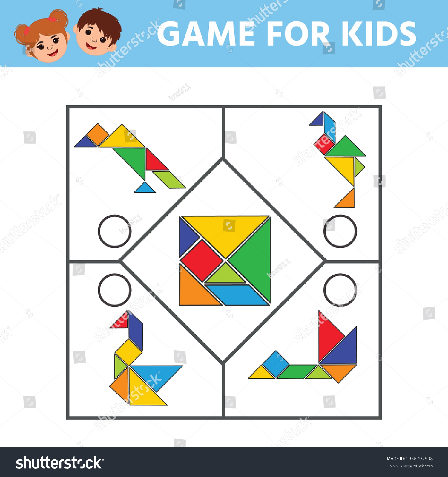 educational logica kids game tangram puzzle stock vector royalty free 1936797508 shutterstock