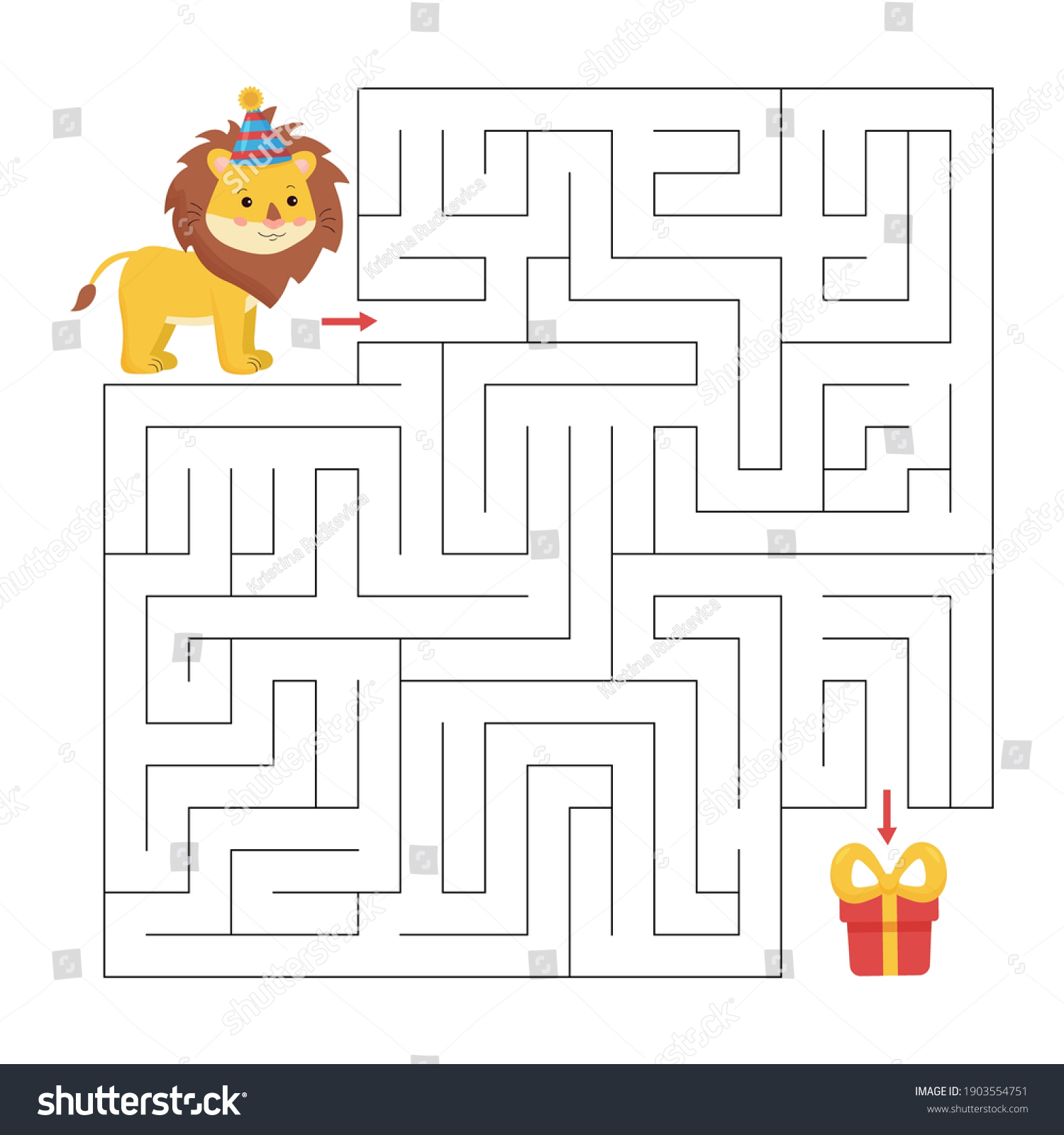 educational maze game children help lion stock vector royalty free 1903554751