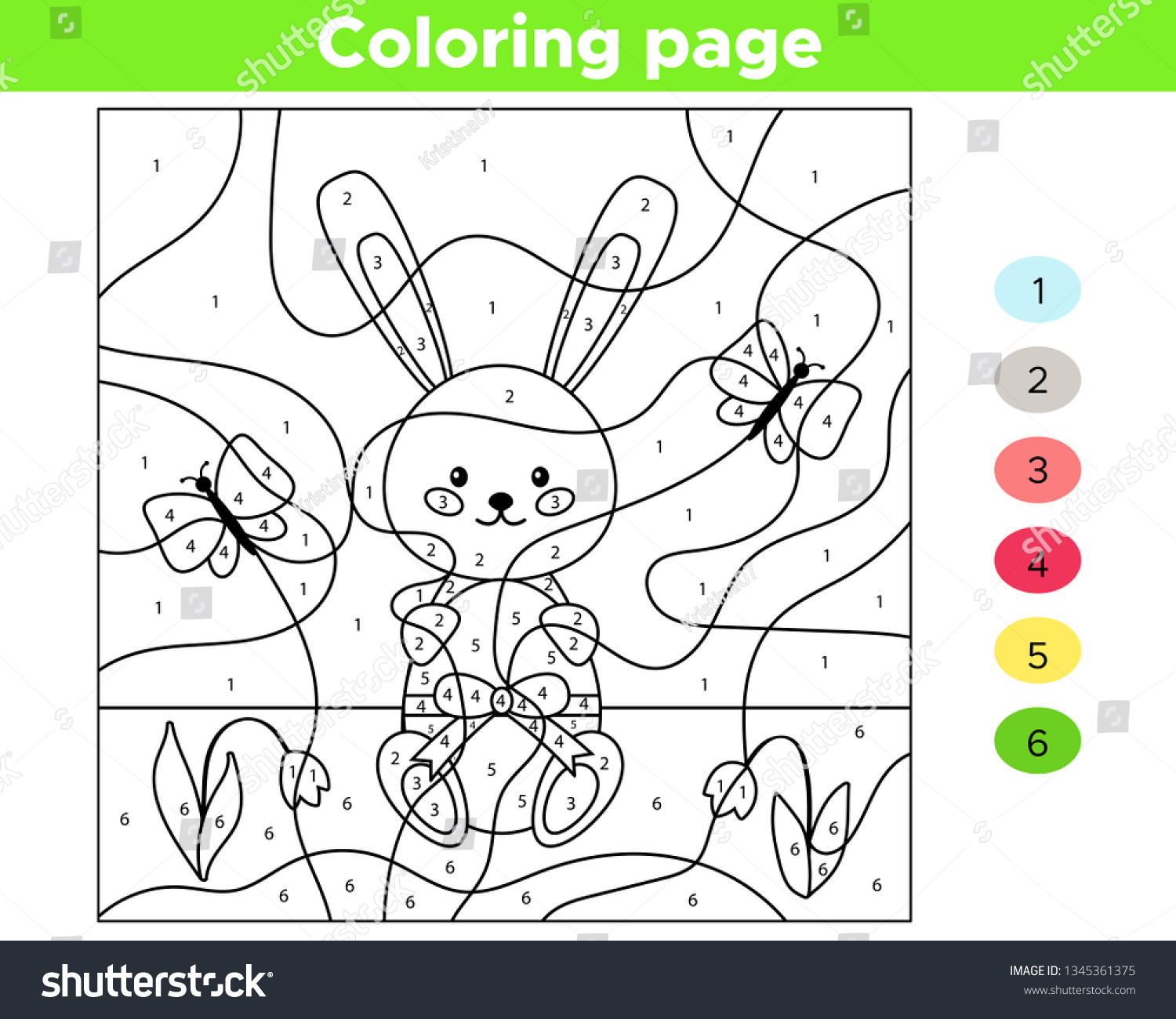 Educational Number Coloring Page Kids Vector Stock Vector Royalty ...