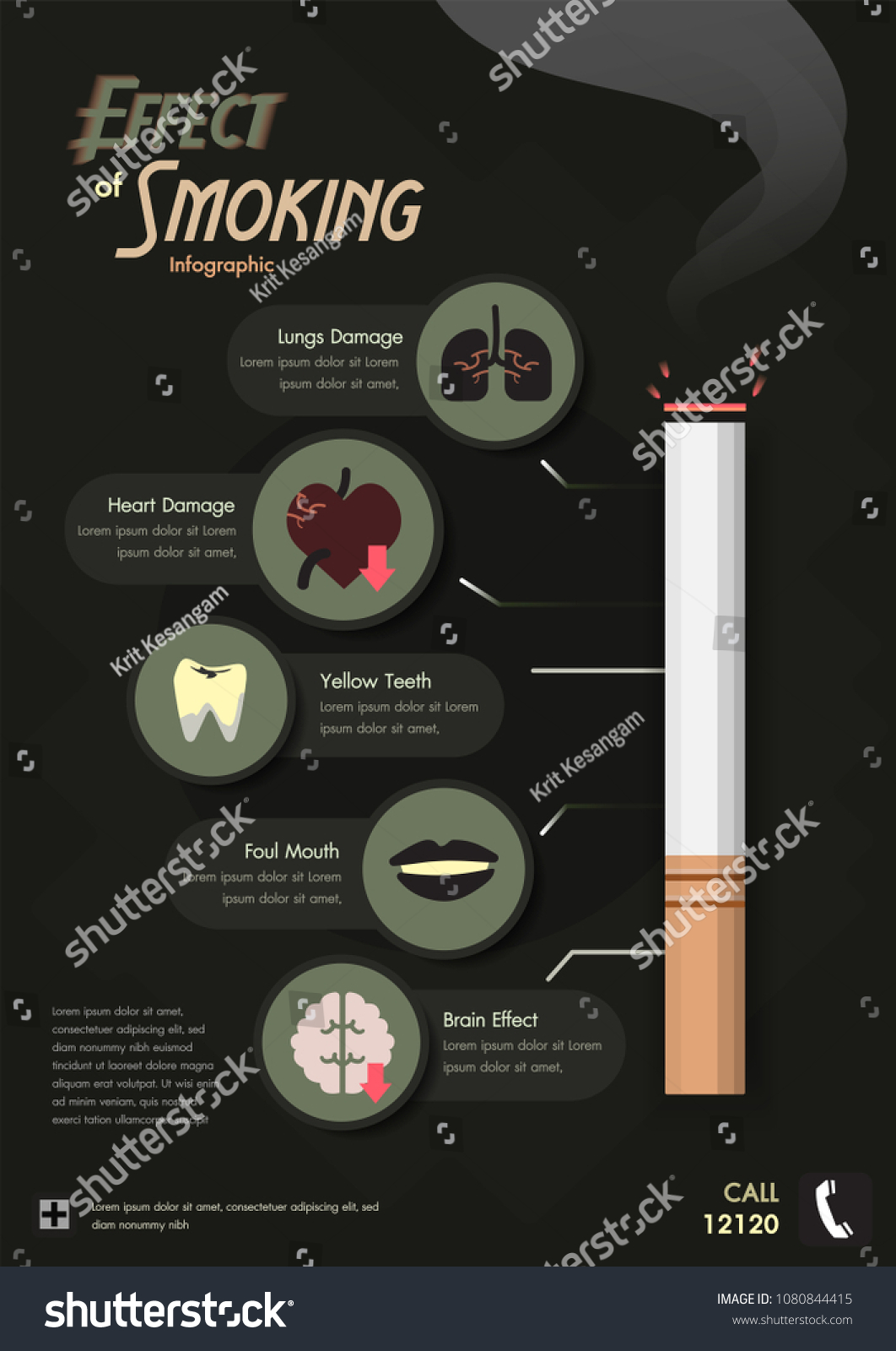 Effect Smoking No Smoking Campaign Infographic Stock Vector (Royalty ...