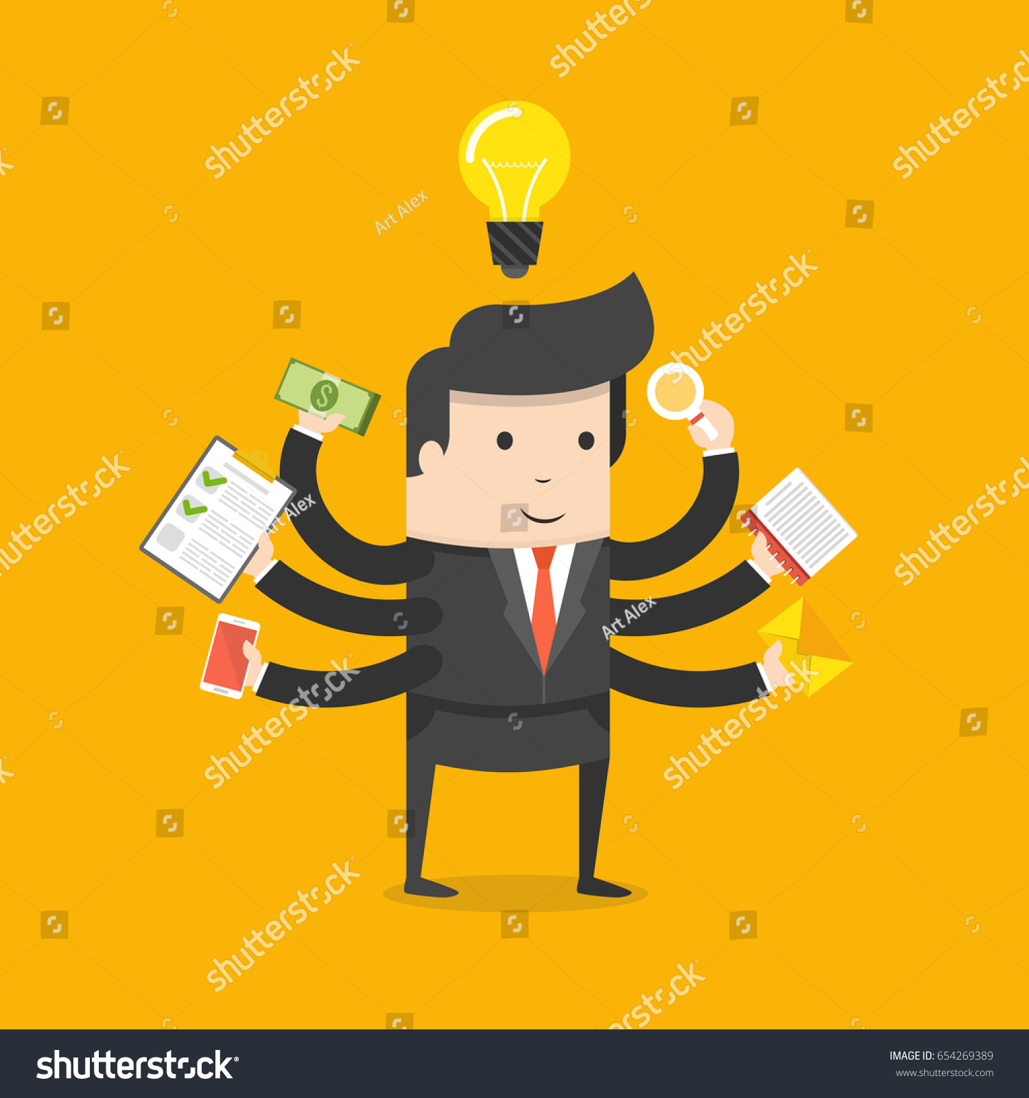 Effective Competent Leader Businessman Manager Many Stock Vector ...