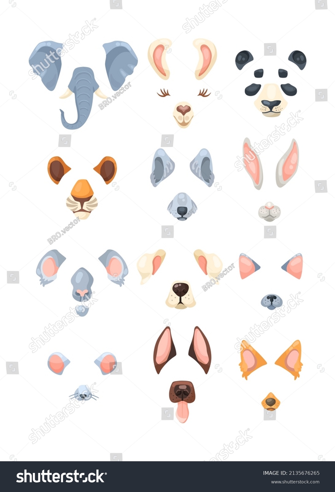 Effects Animal Faces Selfies Vector Illustrations Stock Vector (Royalty ...