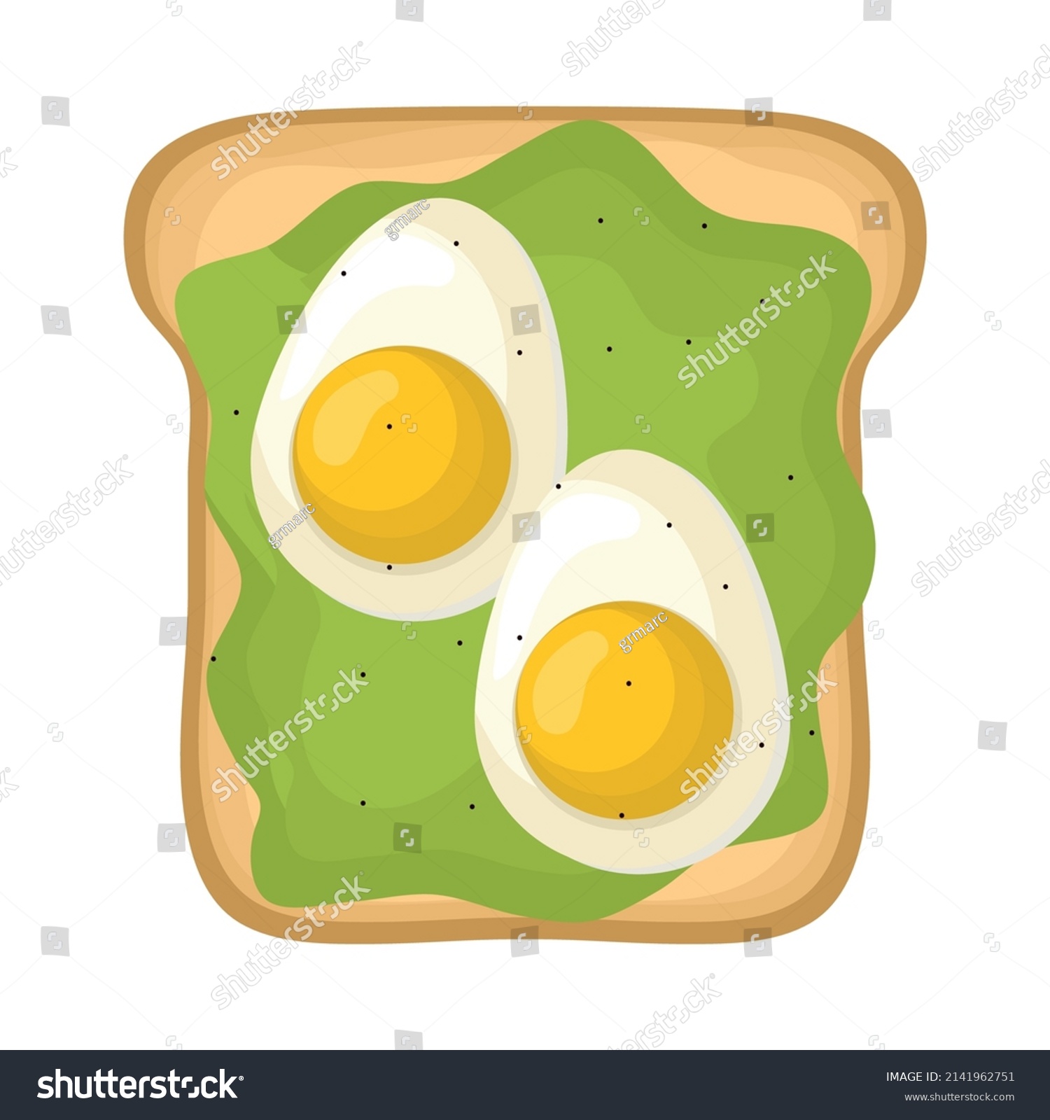 SVG of egg and avocado toast over white svg