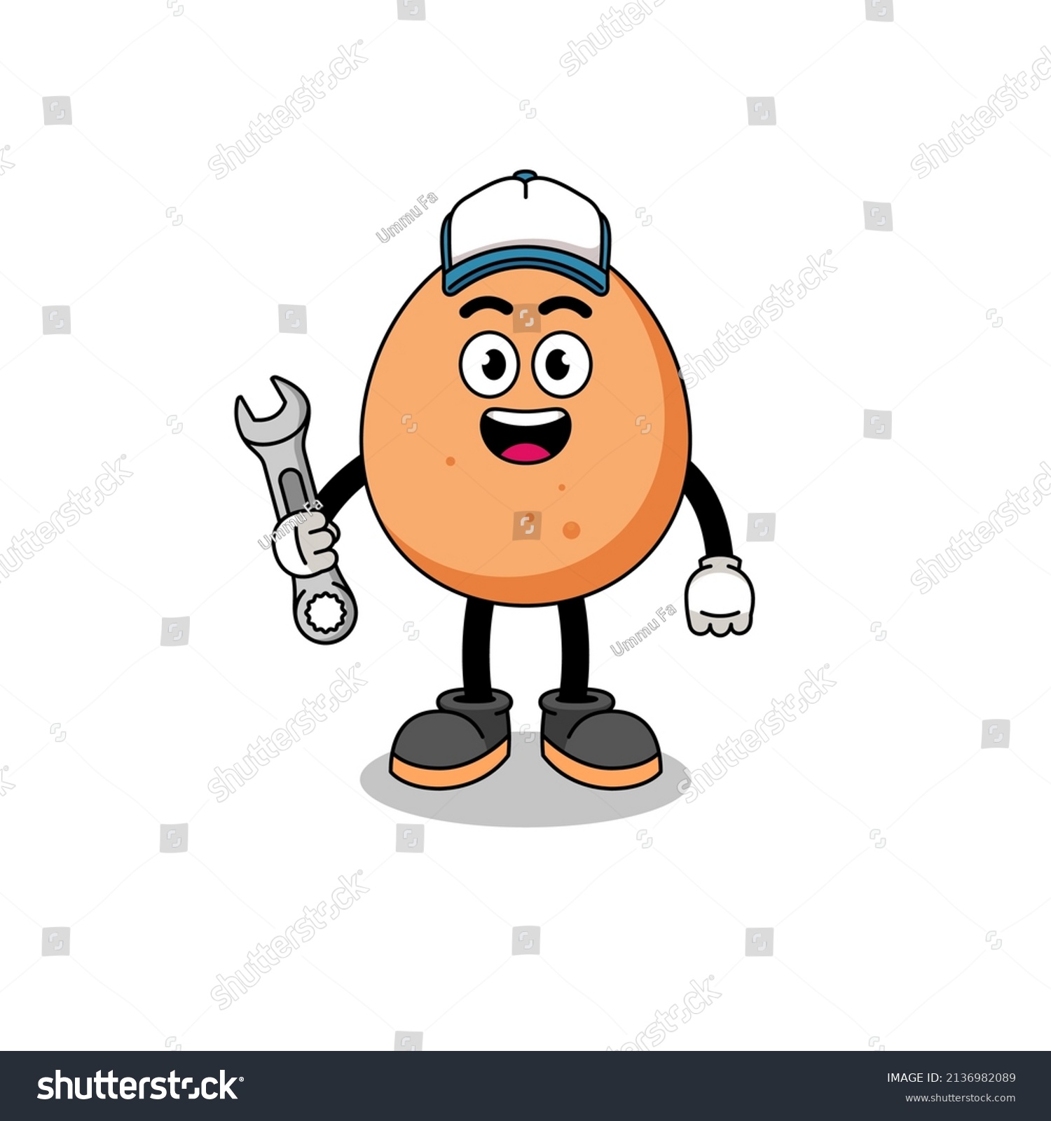 Egg Illustration Cartoon Mechanic Character Design Stock Vector ...